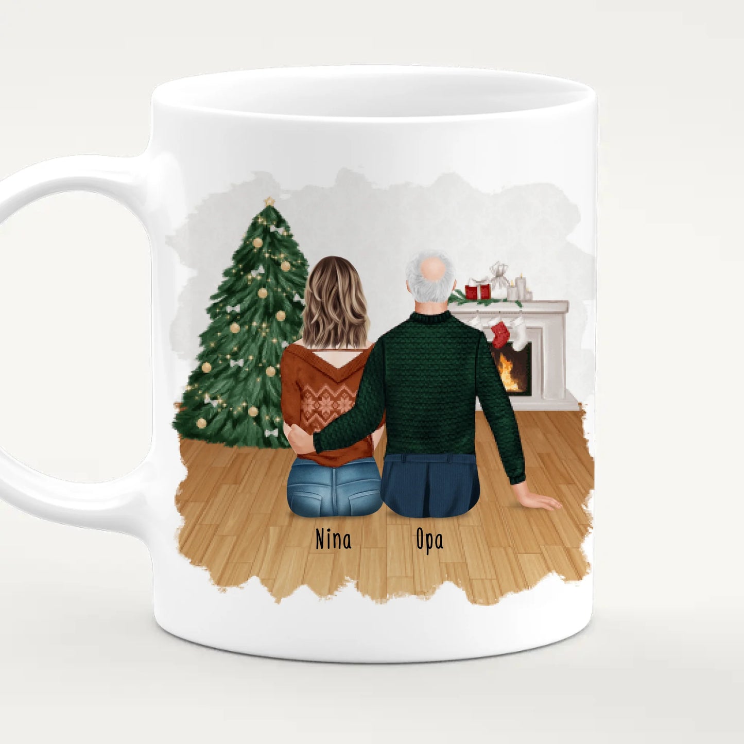 Personalisierte Tasse für Opa (1 Frau + 1 Opa) - Weihnachtstasse