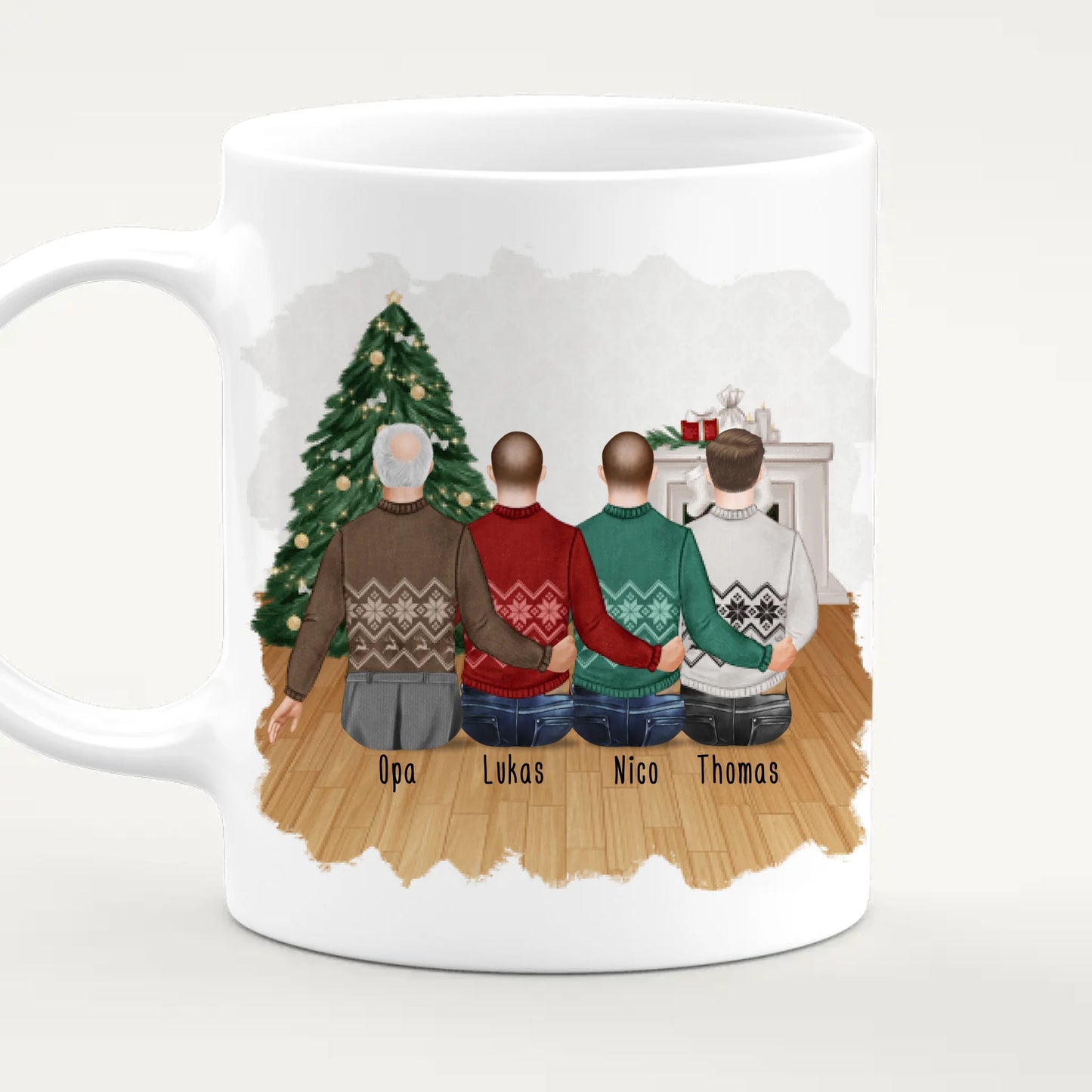 Personalisierte Tasse für Opa (3 Männer + 1 Opa) - Weihnachtstasse