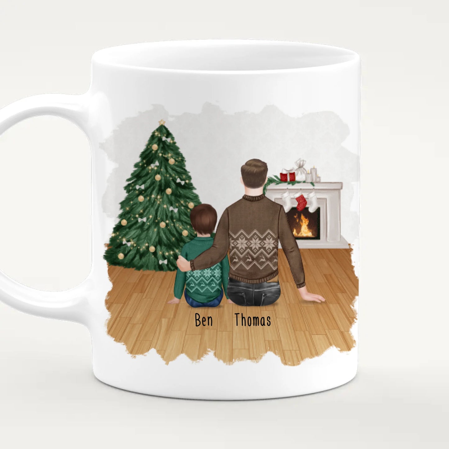 Personalisierte Tasse mit Vater/Kind (1 Kind/Baby) - Weihnachtstasse