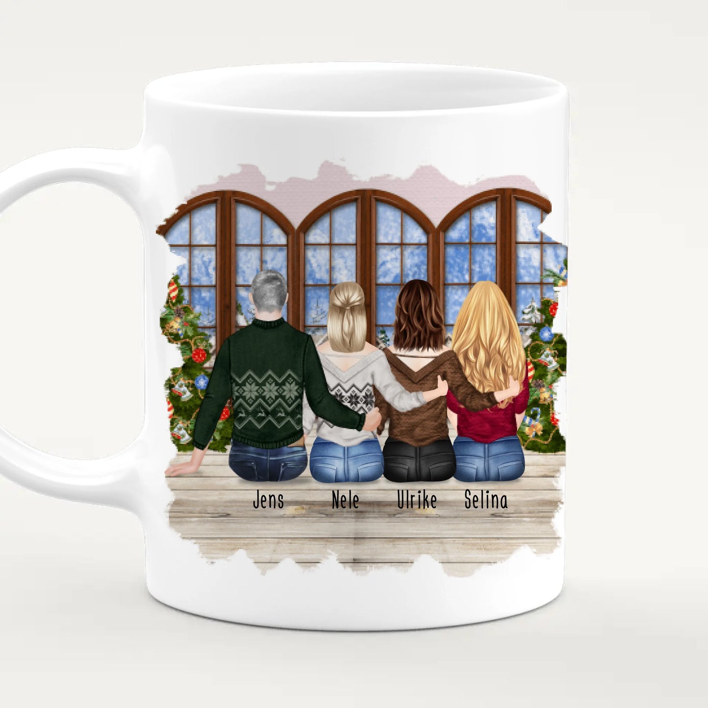 Personalisierte Tasse - Beste Freunde (3 Frauen + 1 Mann) - Weihnachtstasse