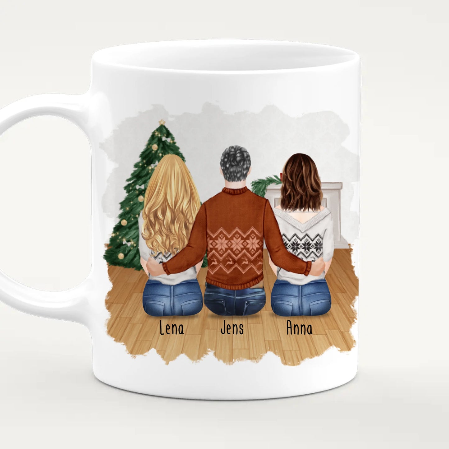 Personalisierte Tasse - Beste Freunde (2 Frauen + 1 Mann) - Weihnachtstasse