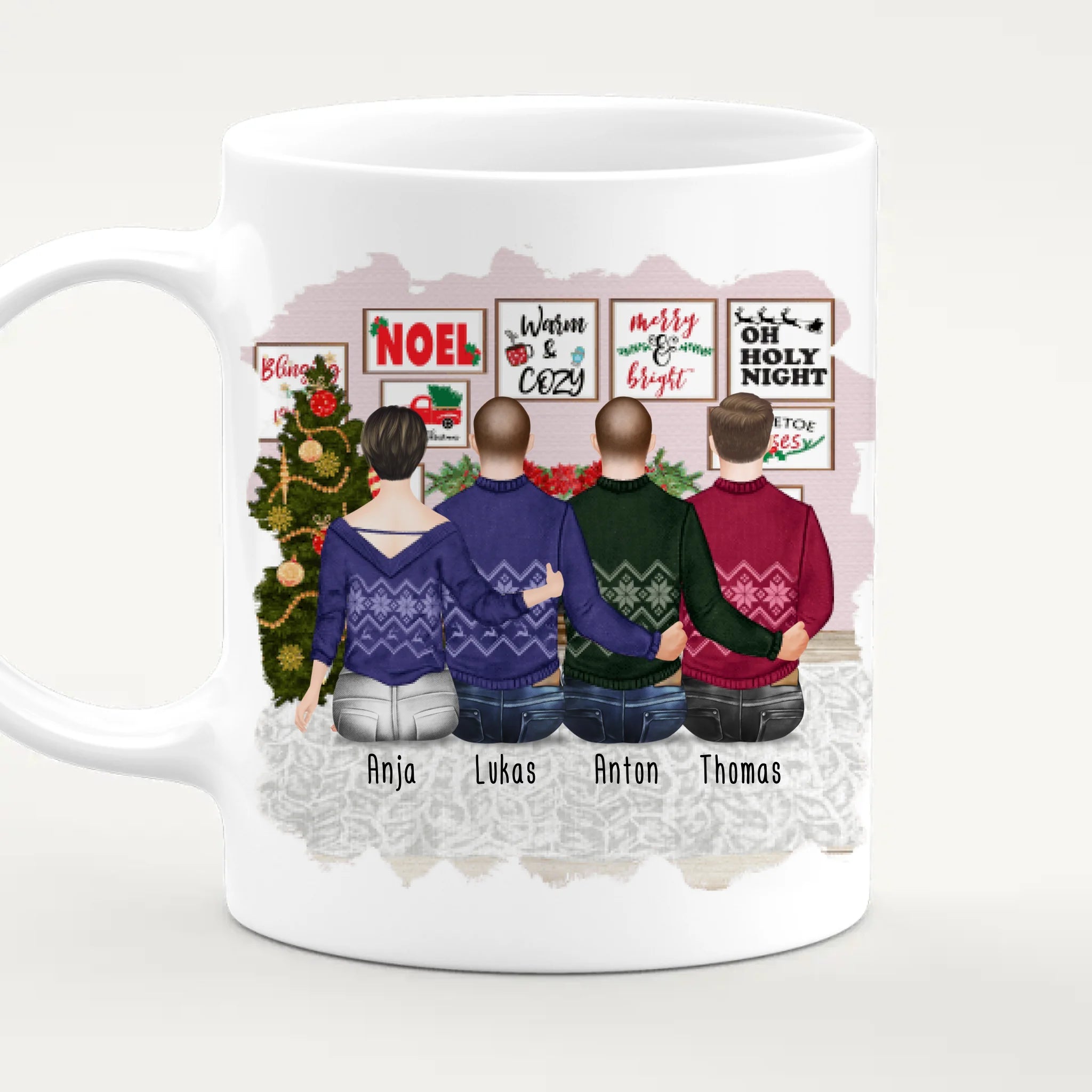 Personalisierte Tasse mit Mutter/Sohn (3 Söhne) - Weihnachtstasse