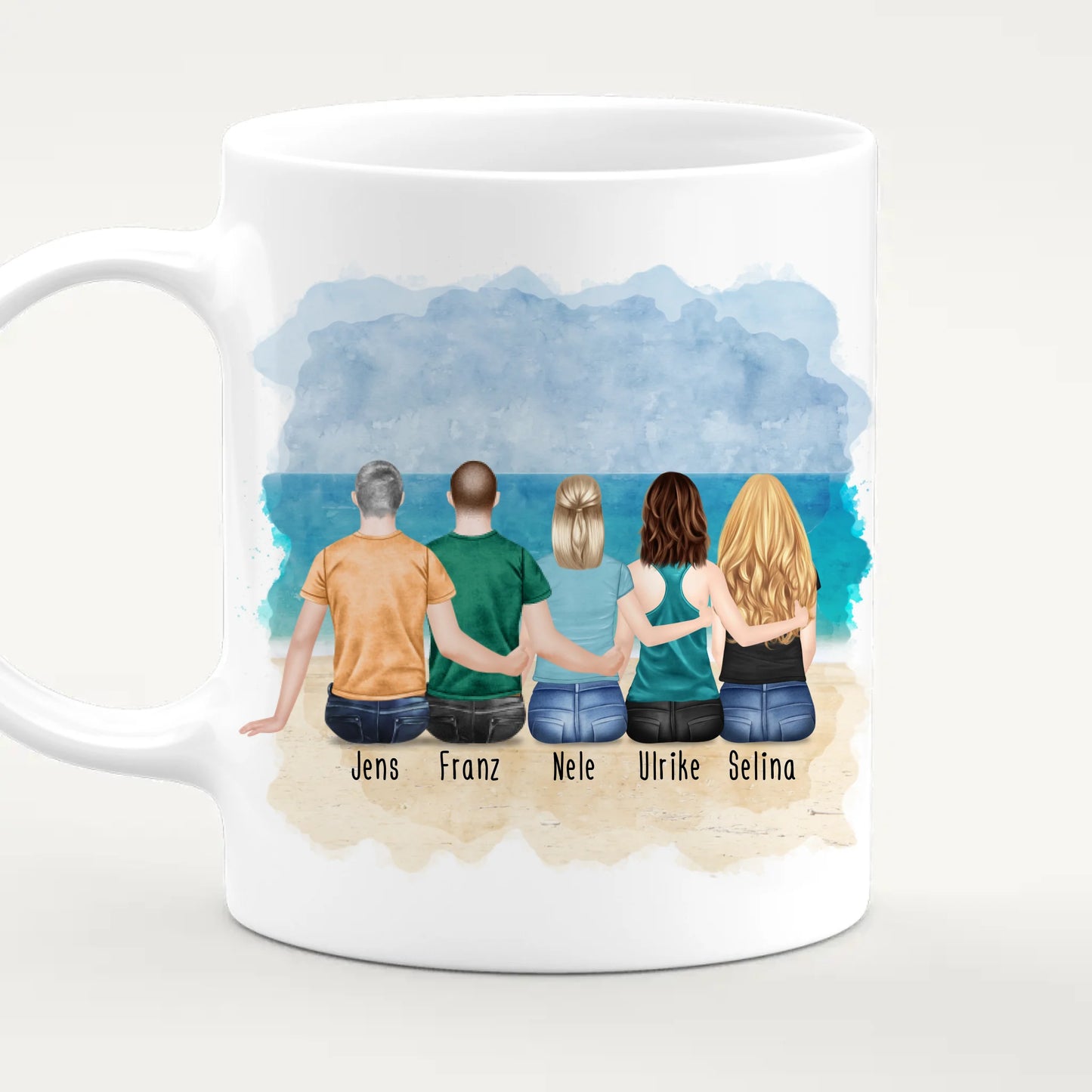 Personalisierte Tasse Kollegen (3 Frauen + 2 Männer) - Abschiedsgeschenk