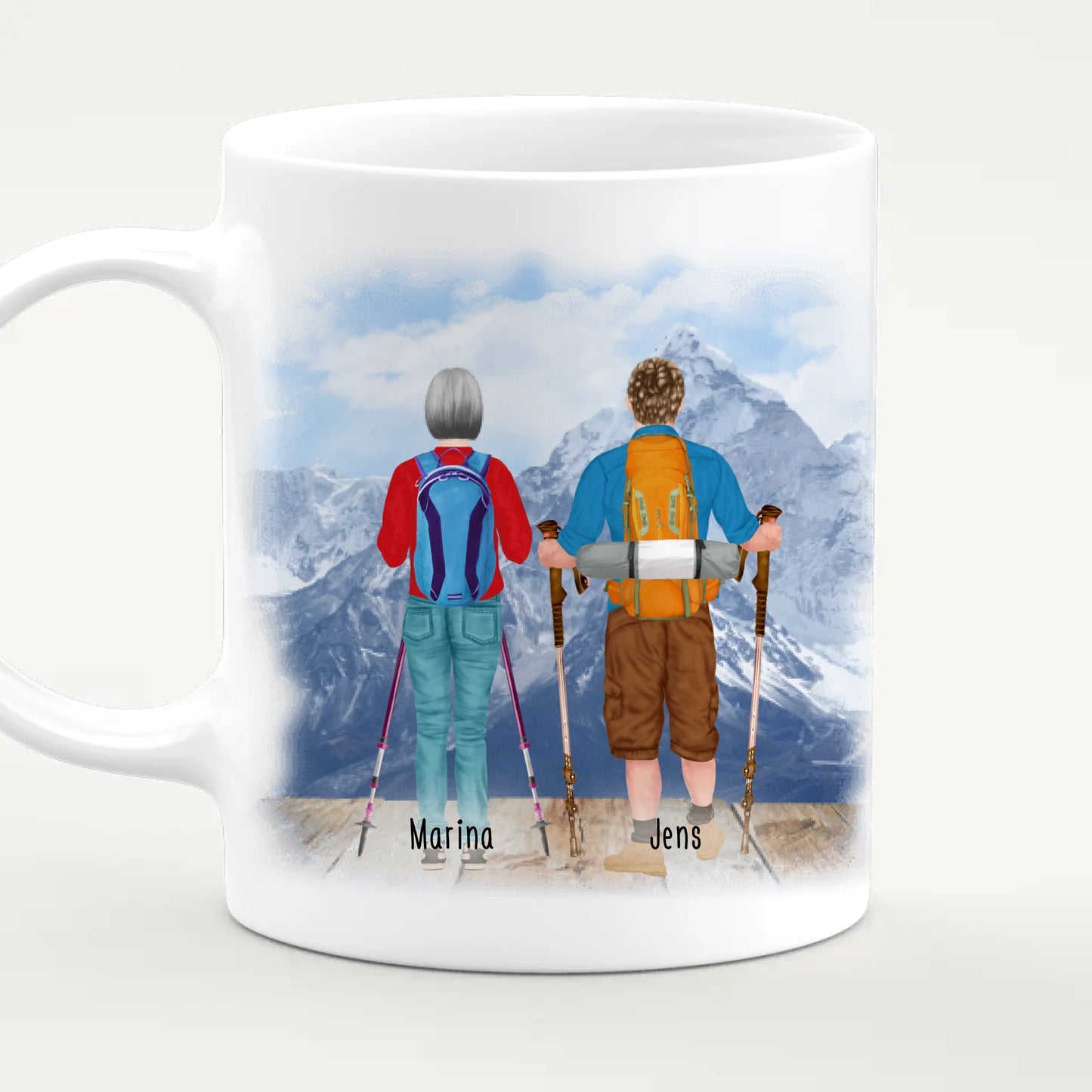 Personalisierte Tasse mit 2 Wanderern