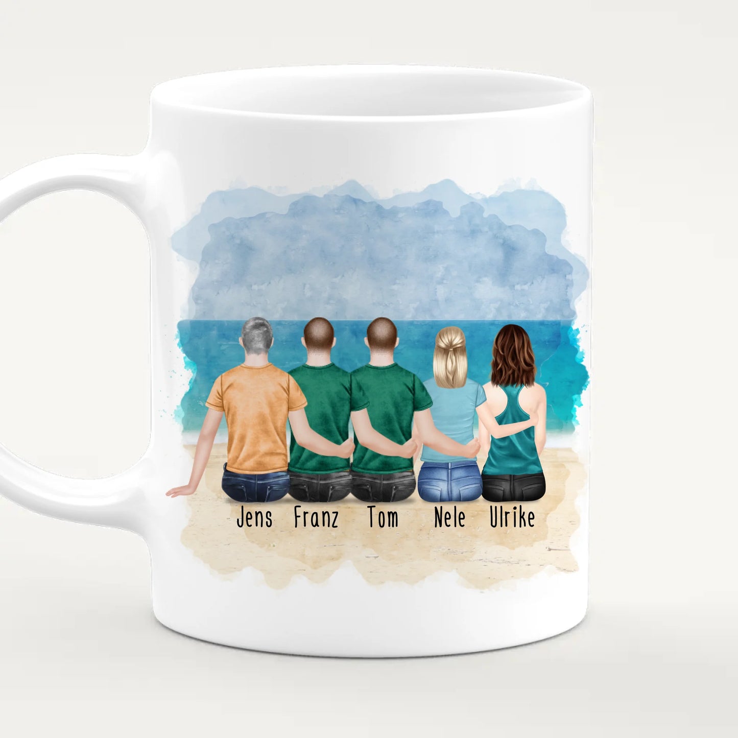 Personalisierte Tasse - 2 Frauen + 3 Männer