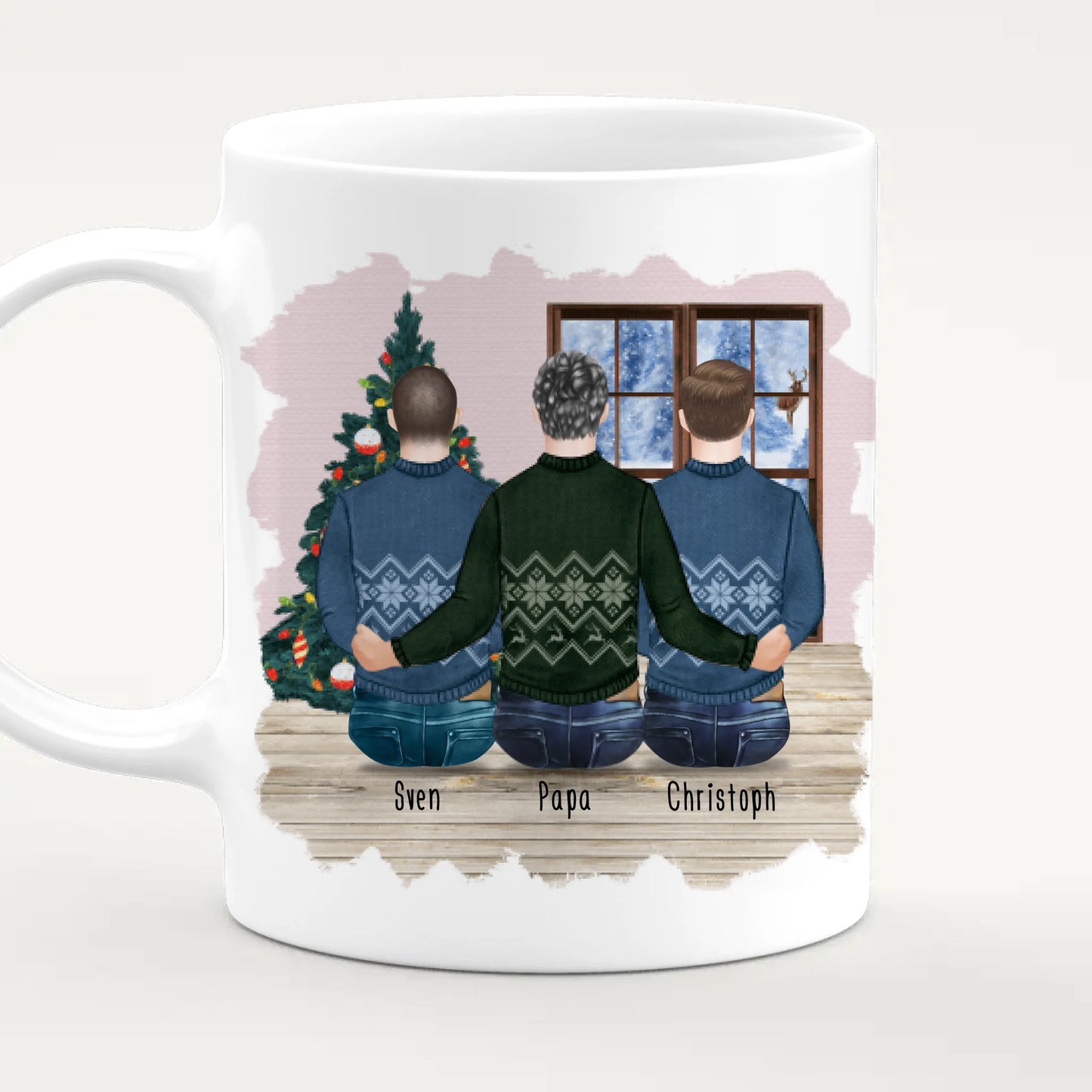 Personalisierte Tasse mit Vater/Sohn (2 Söhne) - Weihnachtstasse