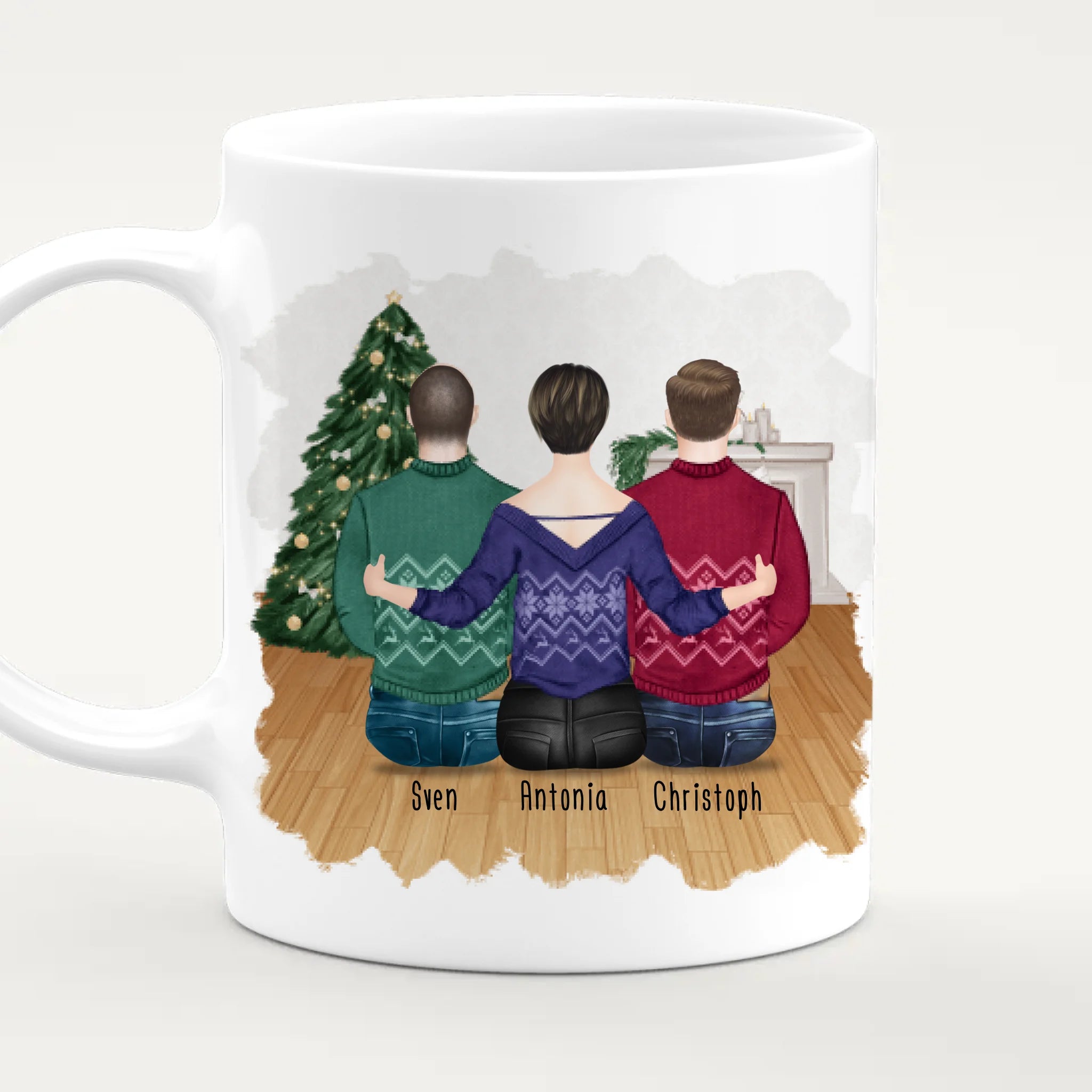 Personalisierte Tasse mit Mutter/Sohn (2 Söhne) - Weihnachtstasse