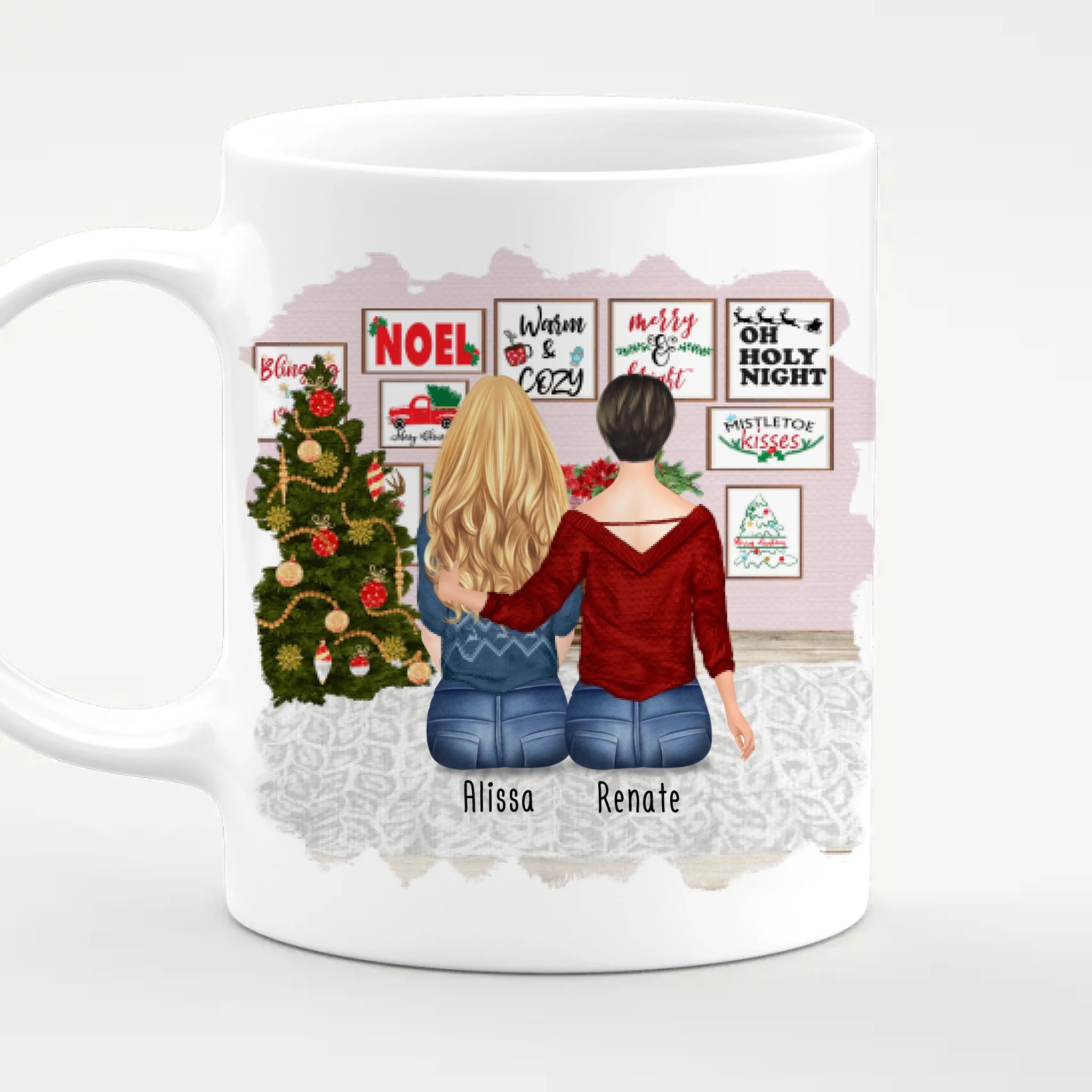 Personalisierte Tasse mit Mutter/Tochter (1 Tochter) - Weihnachtstasse