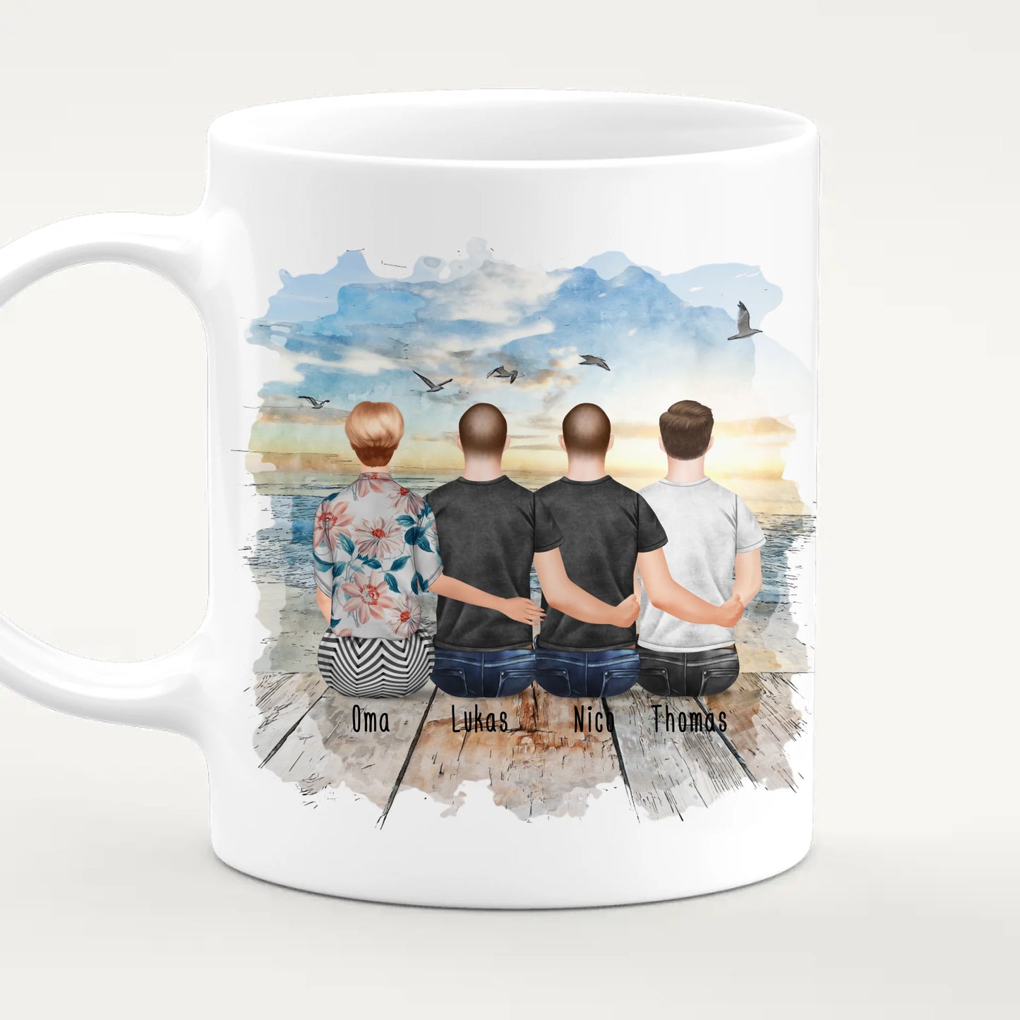 Personalisierte Tasse für Oma (3 Männer + 1 Oma)