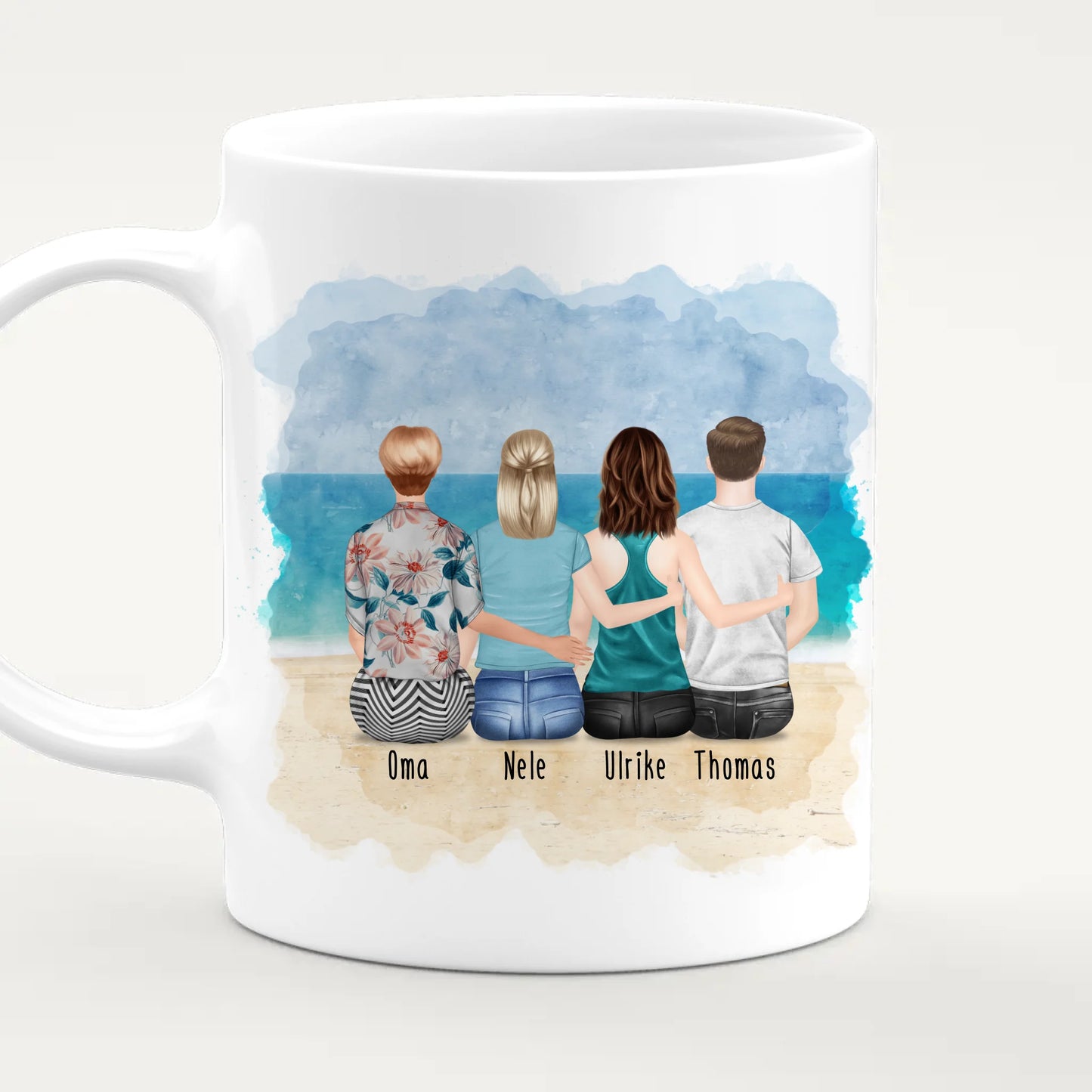 Personalisierte Tasse für Oma (2 Frauen + 1 Mann + 1 Oma)