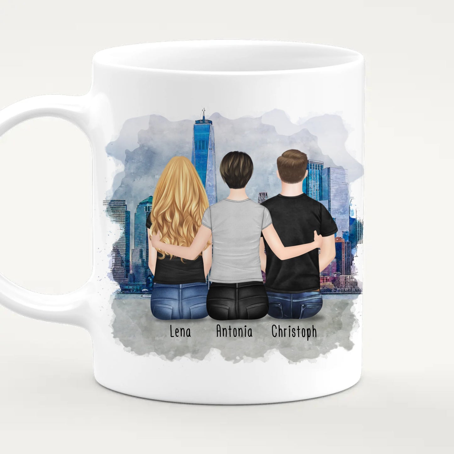 Personalisierte Tasse mit Mutter/Tochter/Sohn (1 Tochter + 1 Sohn)