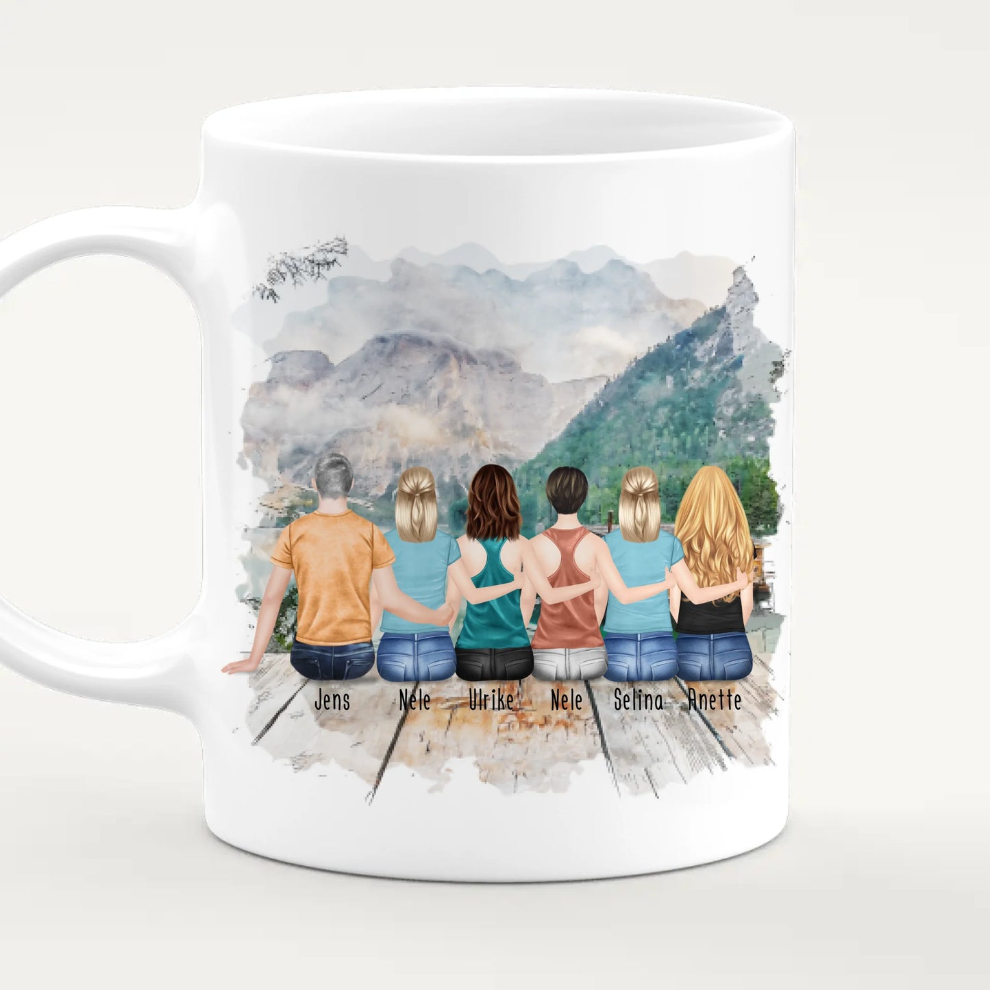 Personalisierte Tasse mit Bruder/Schwester (5 Schwestern + 1 Bruder)