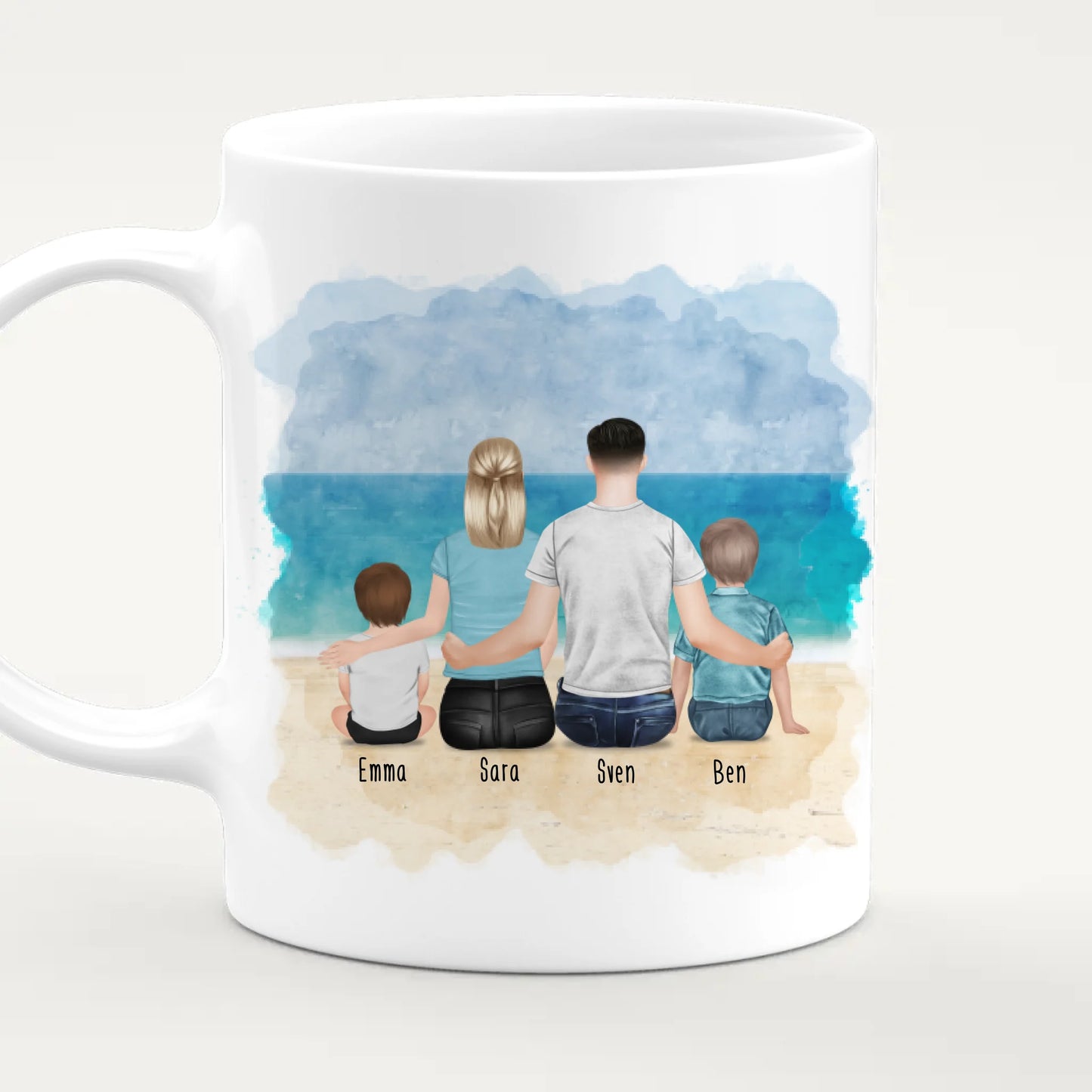 Personalisierte Tasse mit Familie (2 Kinder/Babys)