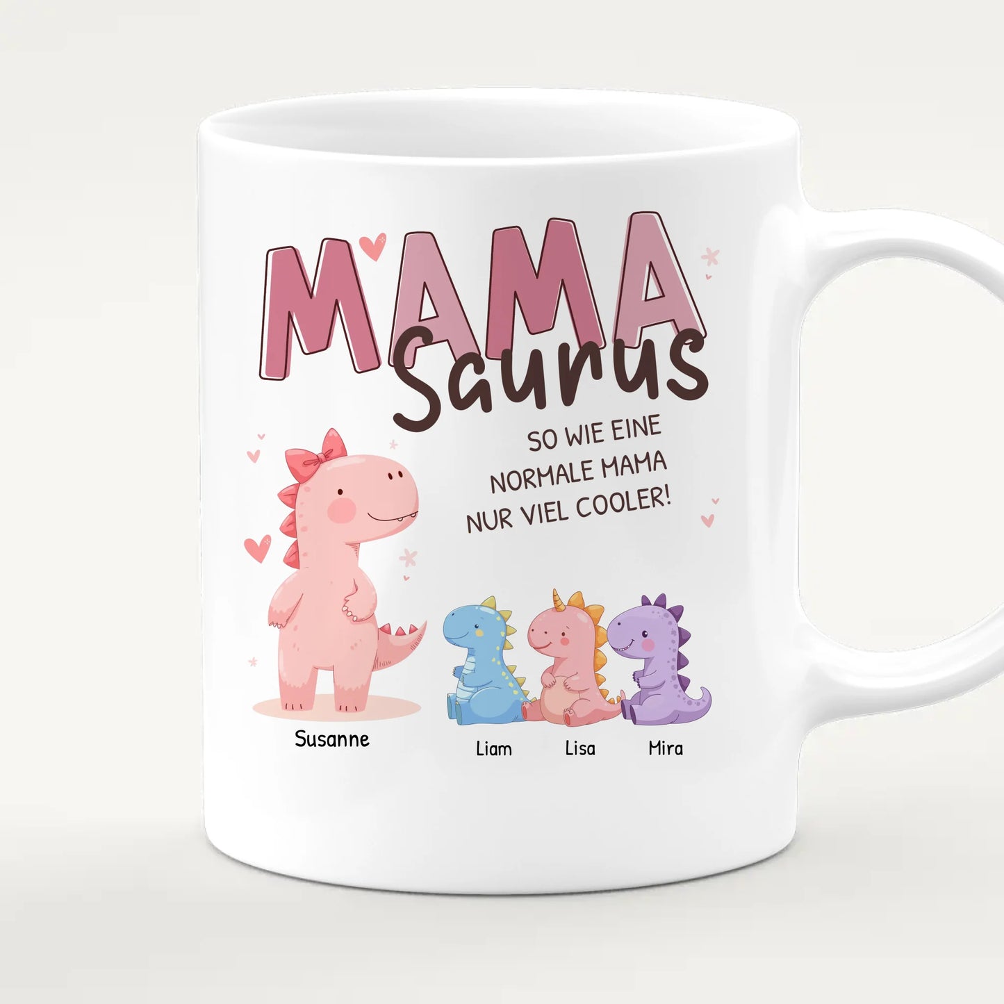 Personalisierte Tasse - Mamasaurus mit 1-10 Kindern