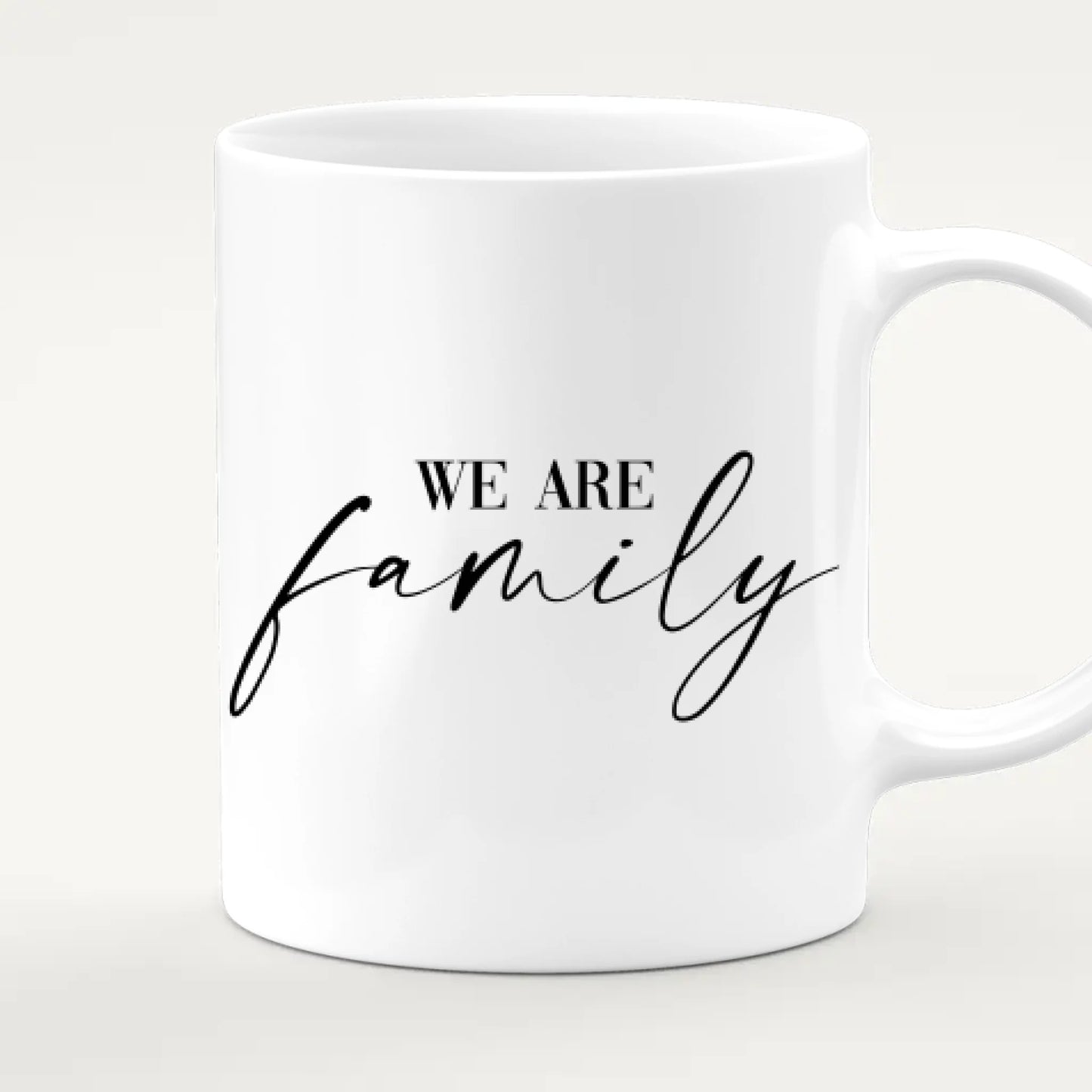 Personalisierte Tasse mit Familie (1 Kleinkind + 1 Kind + 1 Teenanger)