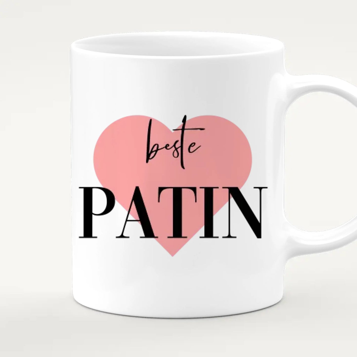 Personalisierte Tasse mit Patin (1 Baby + 2 Kinder + 1 Patin)