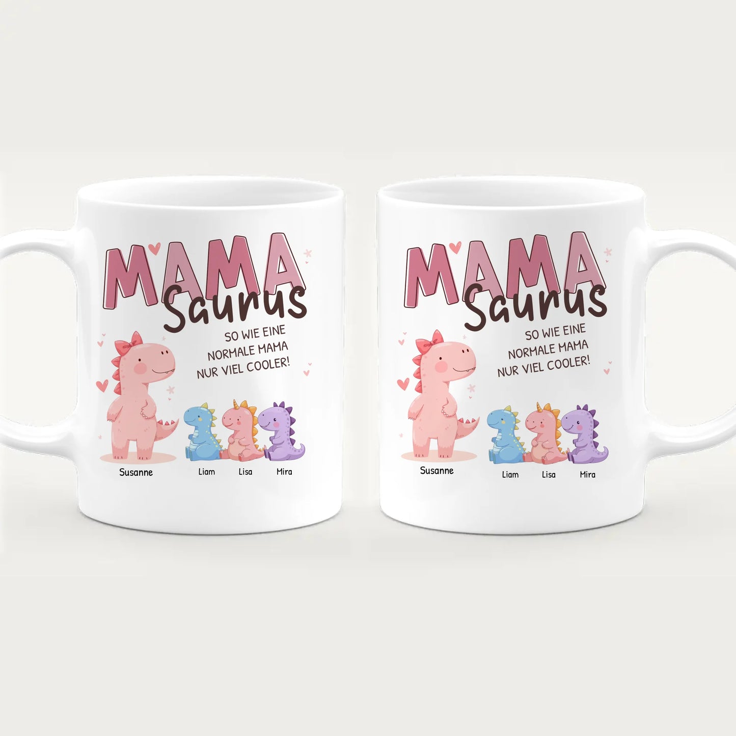 Personalisierte Tasse - Mamasaurus mit 1-10 Kindern