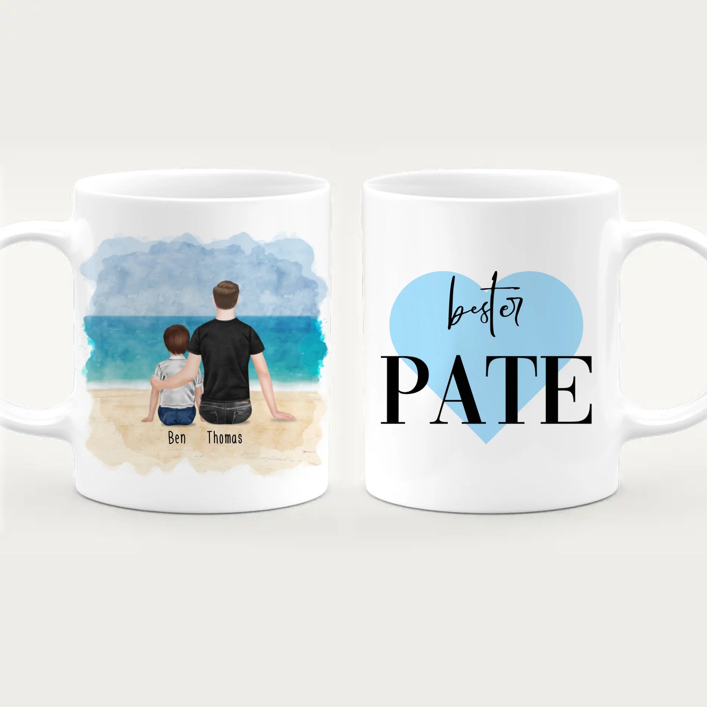 Personalisierte Tasse - Bester Pate (1 Kind + 1 Mann)