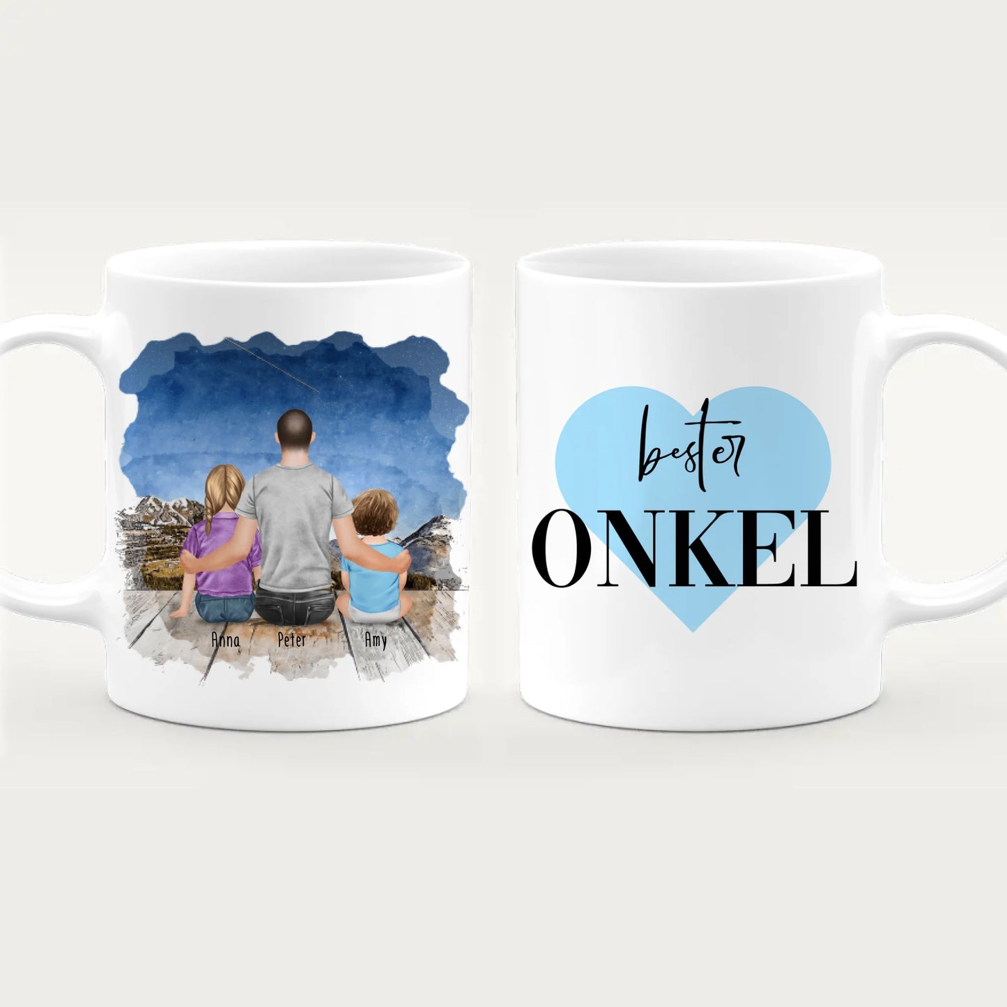 Personalisierte Tasse - 1 Kind + 1 Mann + 1 Baby - Bester Onkel