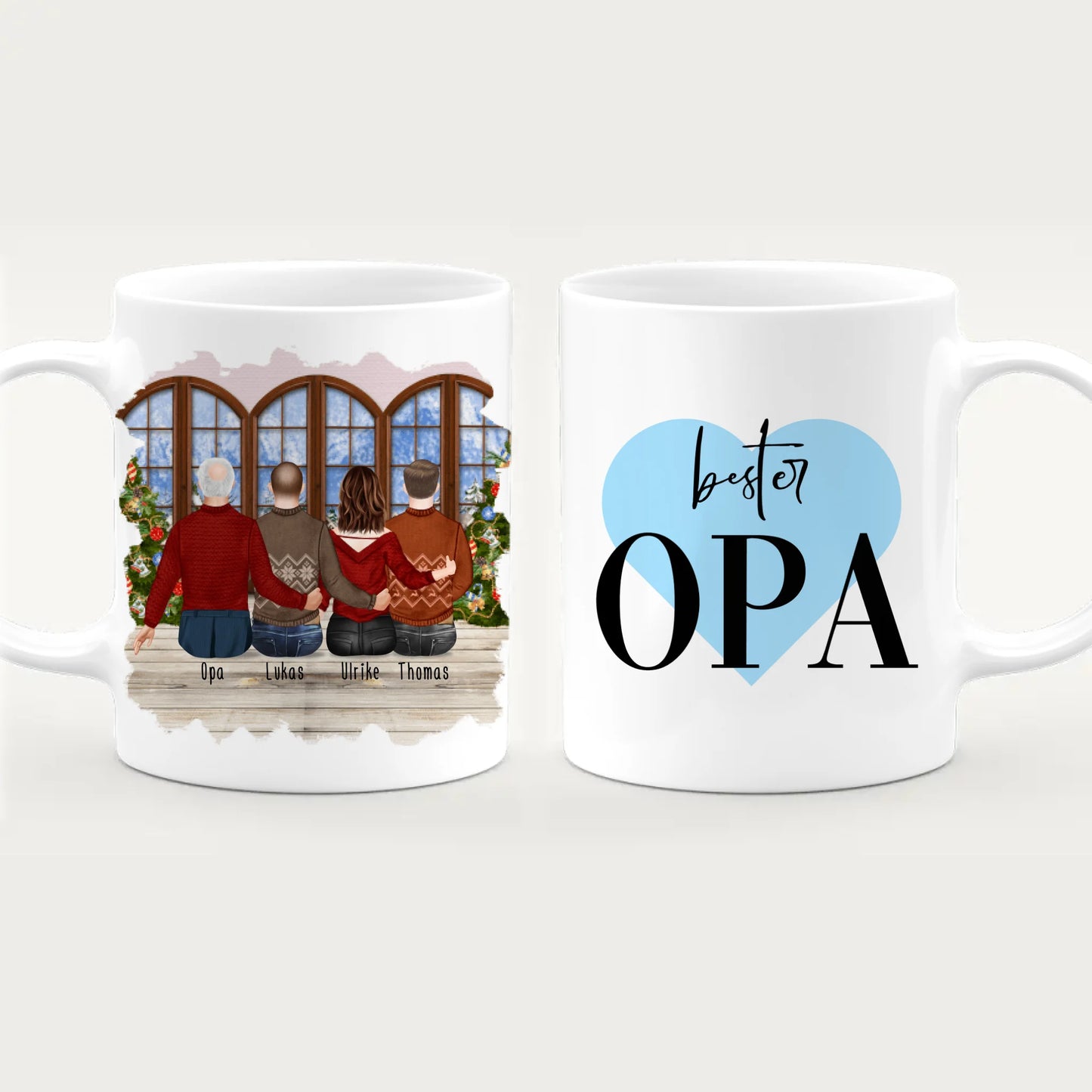 Personalisierte Tasse für Opa (1 Frau + 2 Männer + 1 Opa) - Weihnachtstasse