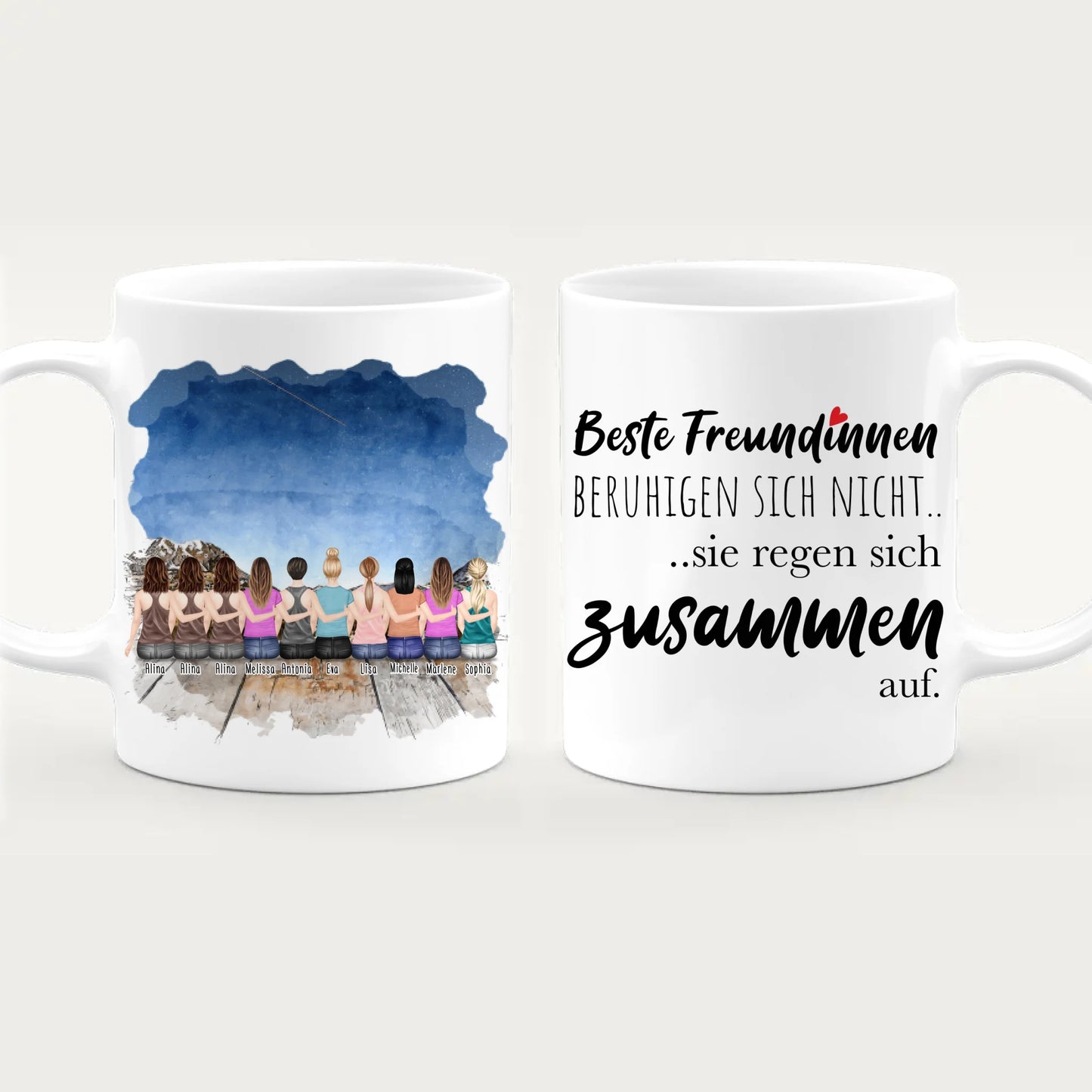 Personalisierte Tasse für Beste Freundinnen (10 Freundinnen)