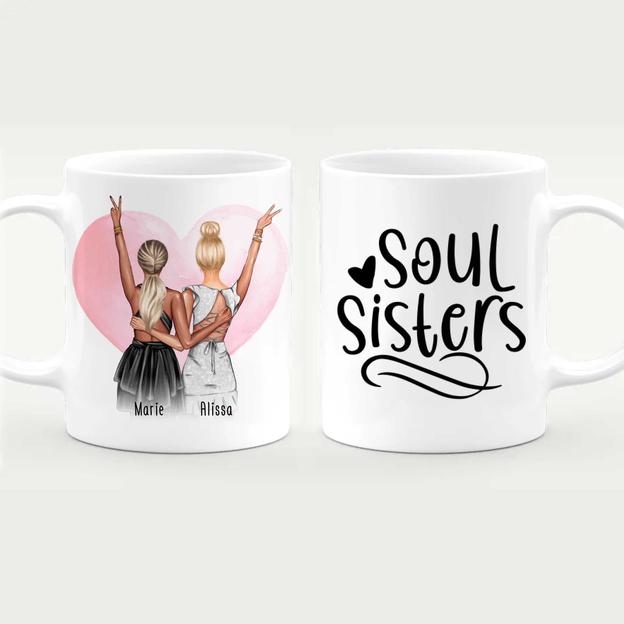 Personalisierte Tasse - Beste Freundin mit Kleid (2 Freundinnen) - Freundinnen Tasse