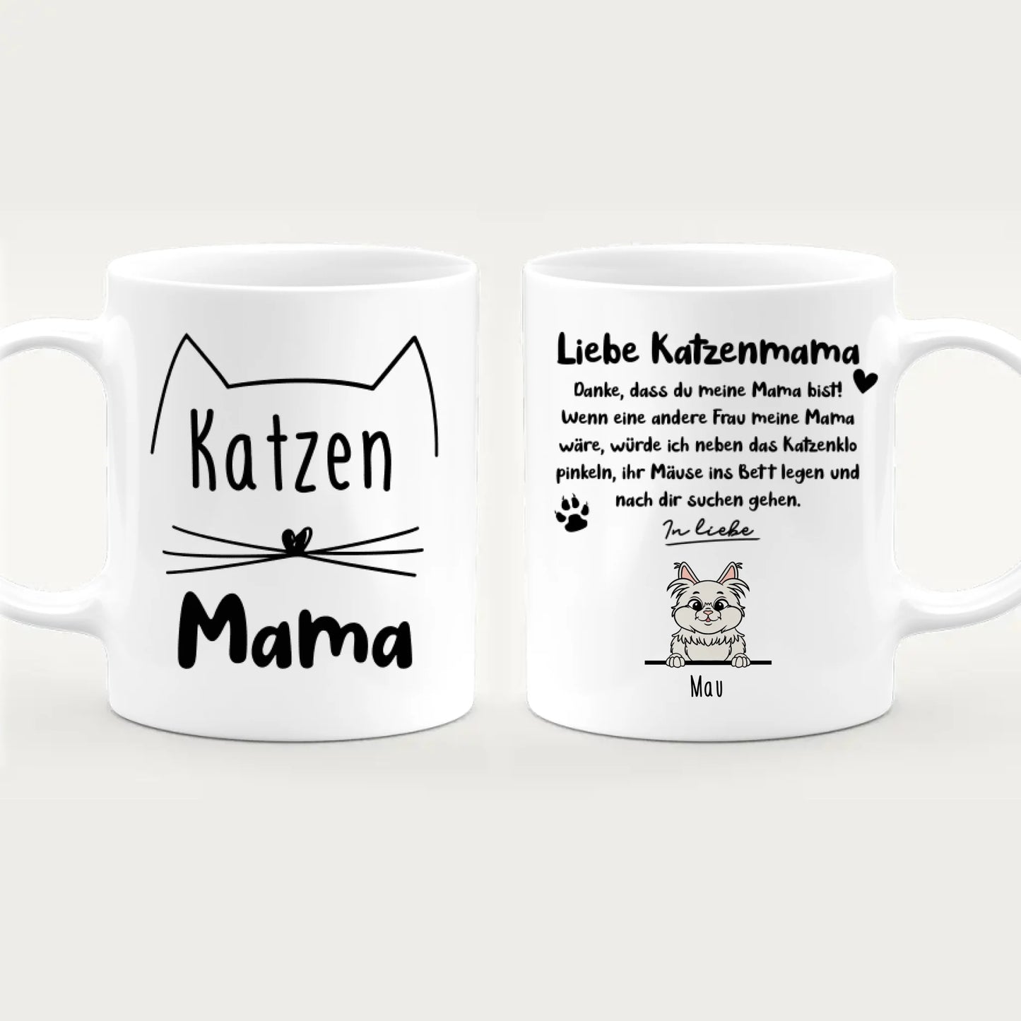 Personalisierte Tasse - Katzenmama/Katzenpapa (1-6 Katzen) (gezeichnet)