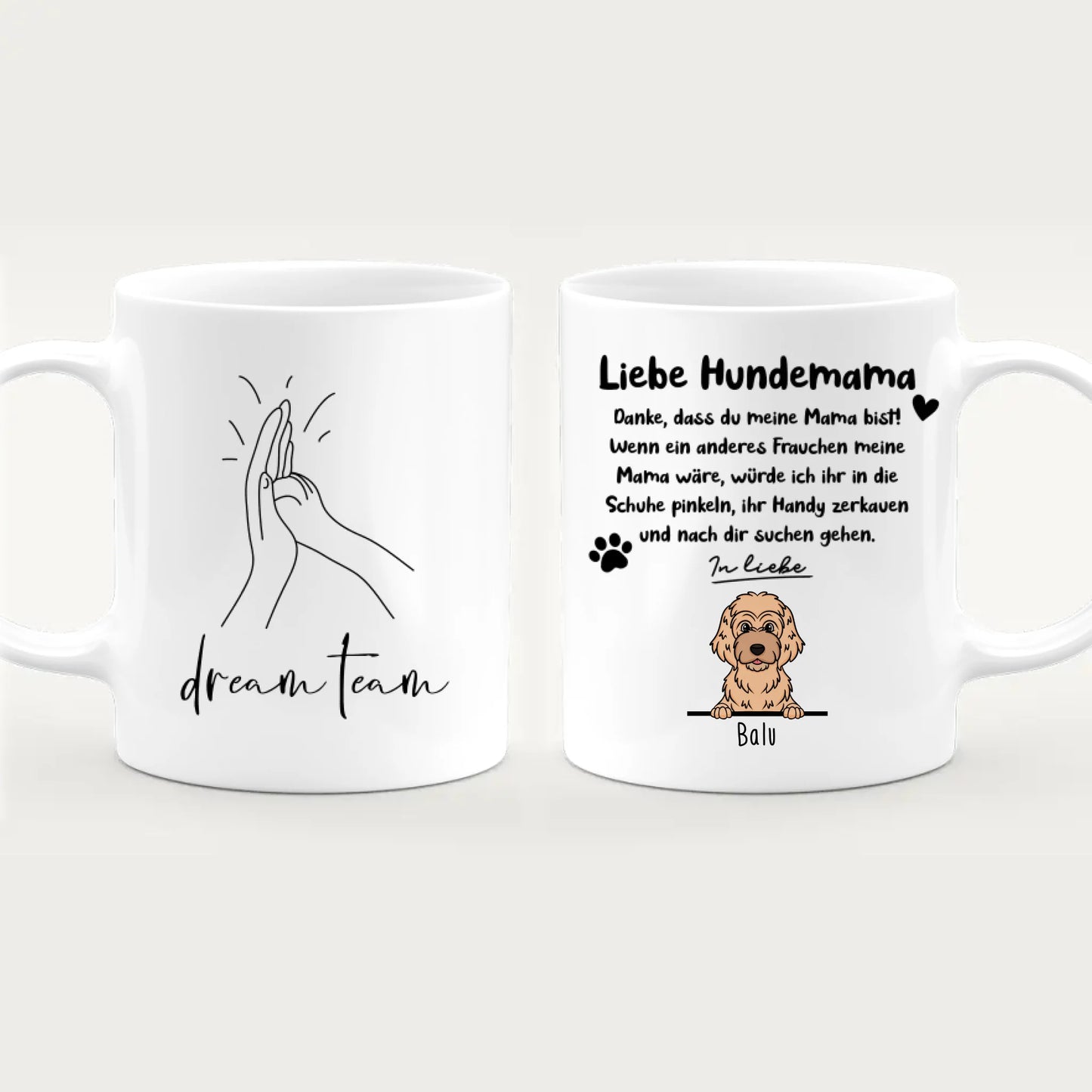 Personalisierte Tasse - Hundemama/Hundepapa (1-6 Hunde) (gezeichnet)