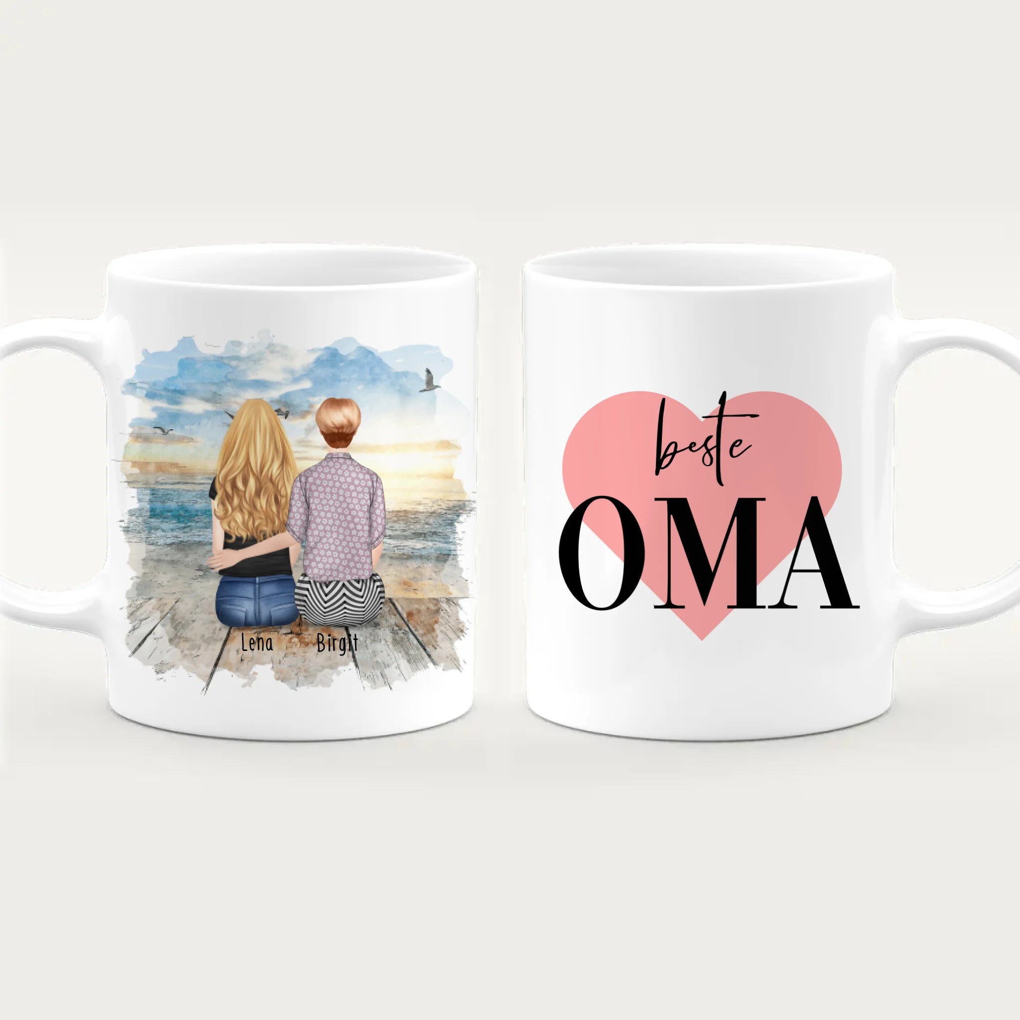 Personalisierte Tasse für Oma (1 Frau + 1 Oma)