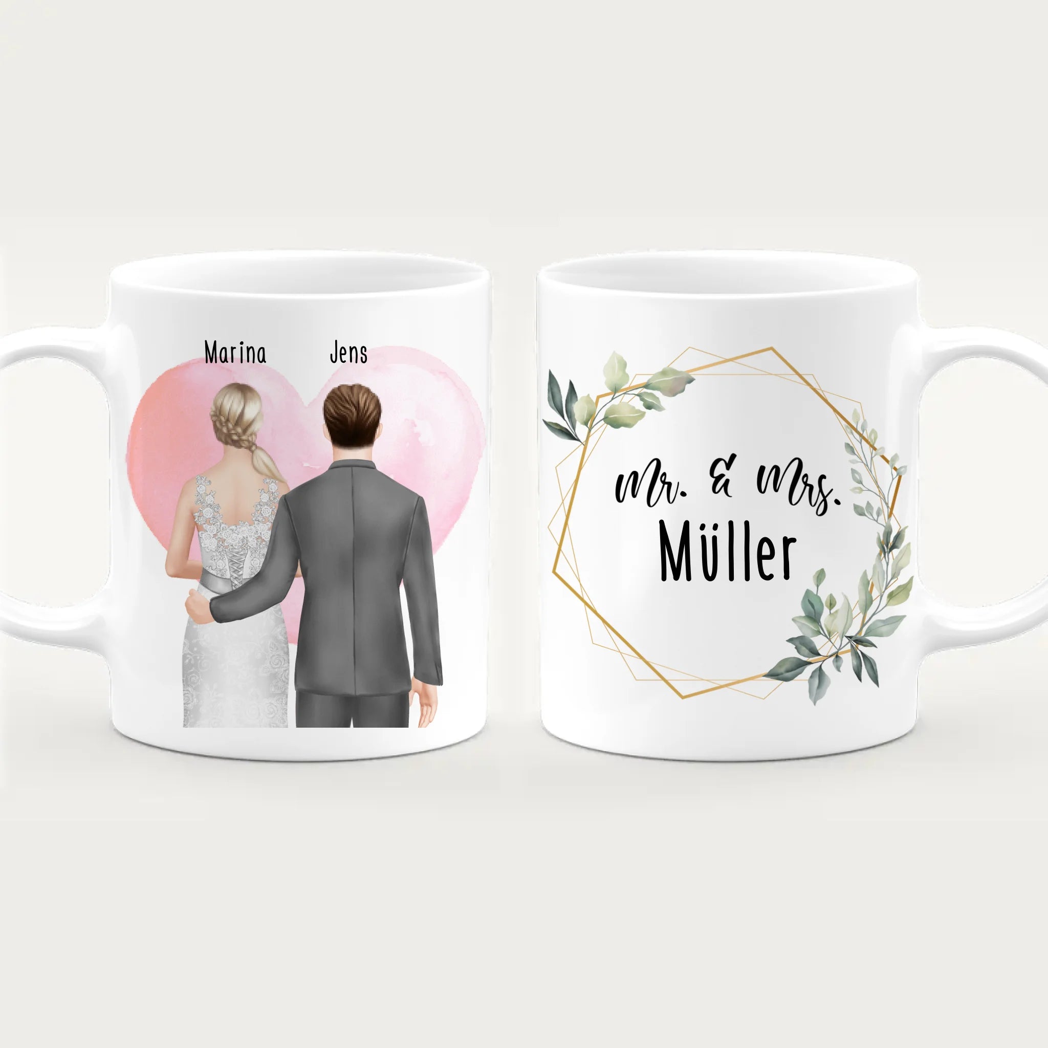 Personalisierte Tasse mit Brautpaar - Hochzeitsgeschenk