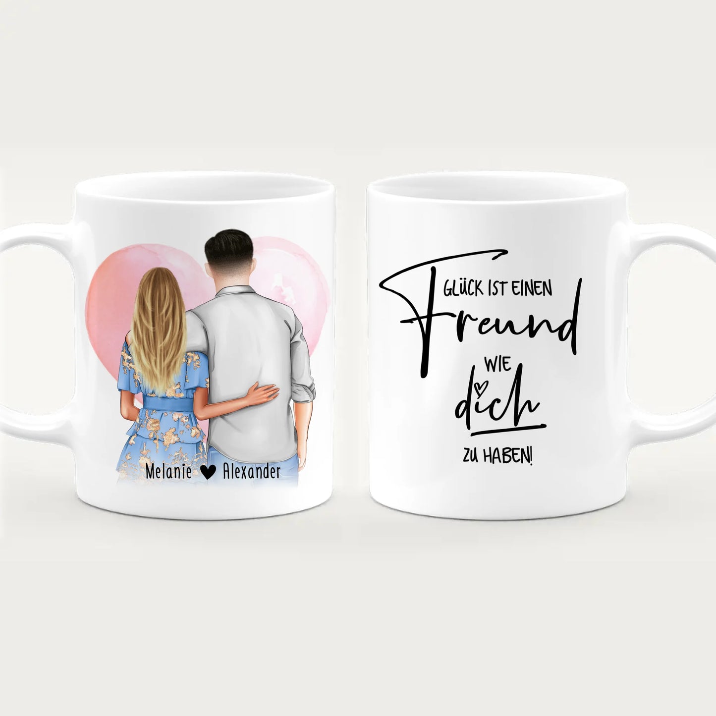 Personalisierte Tasse - Paar mit Kleid und Hemd (stehend) - Pärchen Tasse