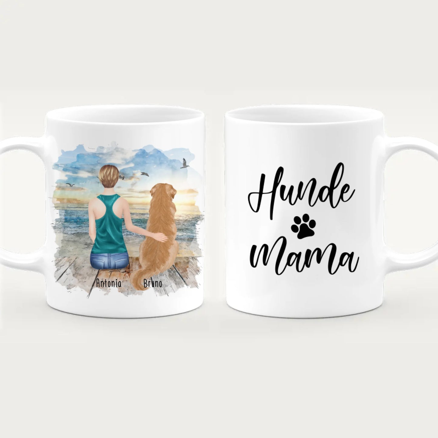 Personalisierte Tasse - 1 Frau + 1 Hund