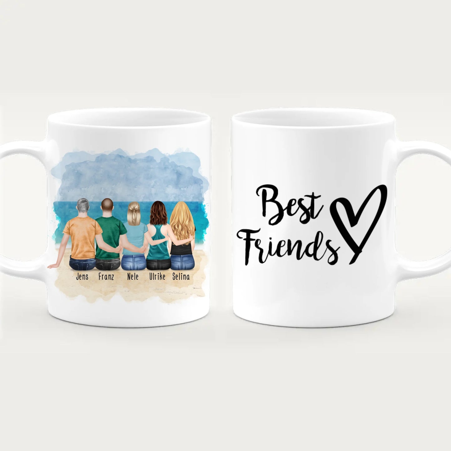 Personalisierte Tasse - Beste Freunde (3 Frauen + 2 Männer)