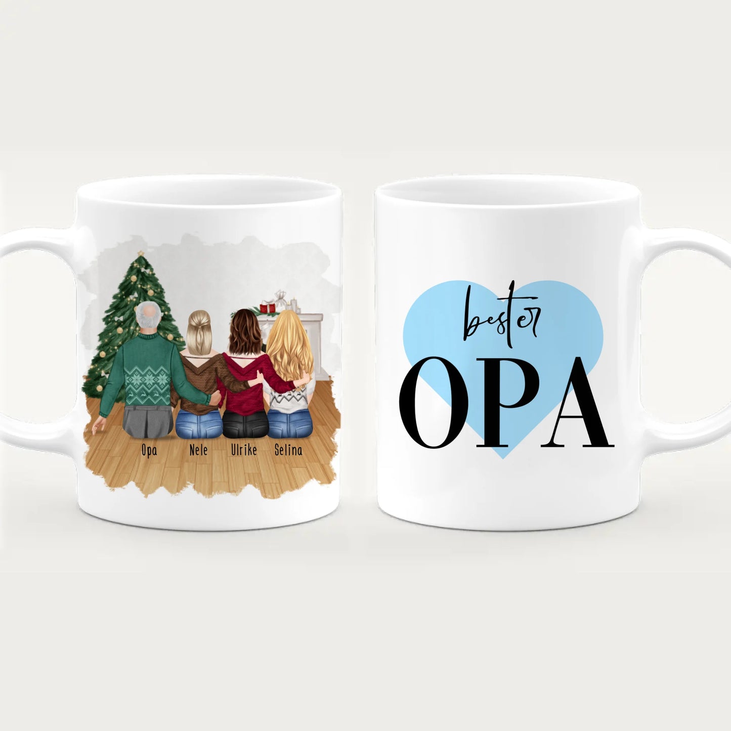 Personalisierte Tasse für Opa (3 Frauen + 1 Opa) - Weihnachtstasse