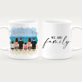 Personalisierte Tasse - 2 Familien mit 1 Kind + 1 Baby