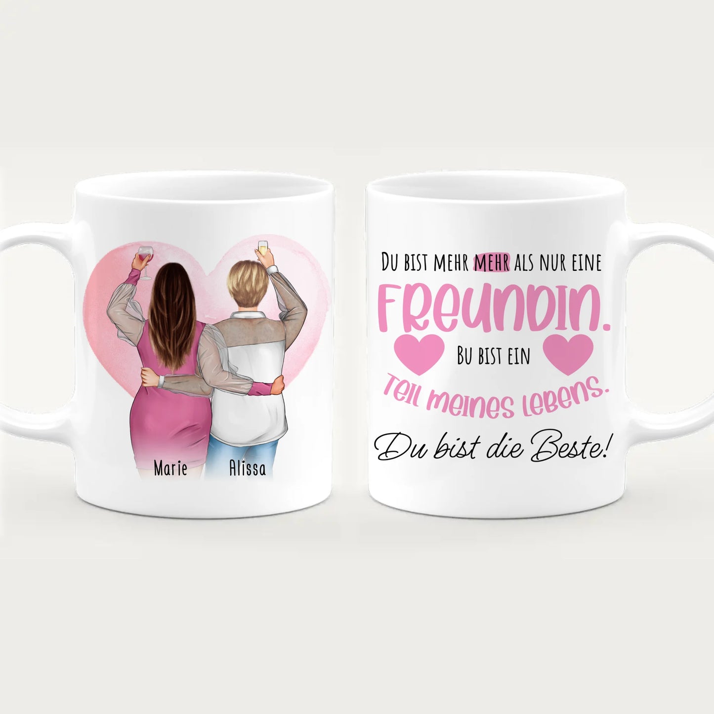 Personalisierte Tasse Beste Freundin (2 Freundinnen) (Plus Size)