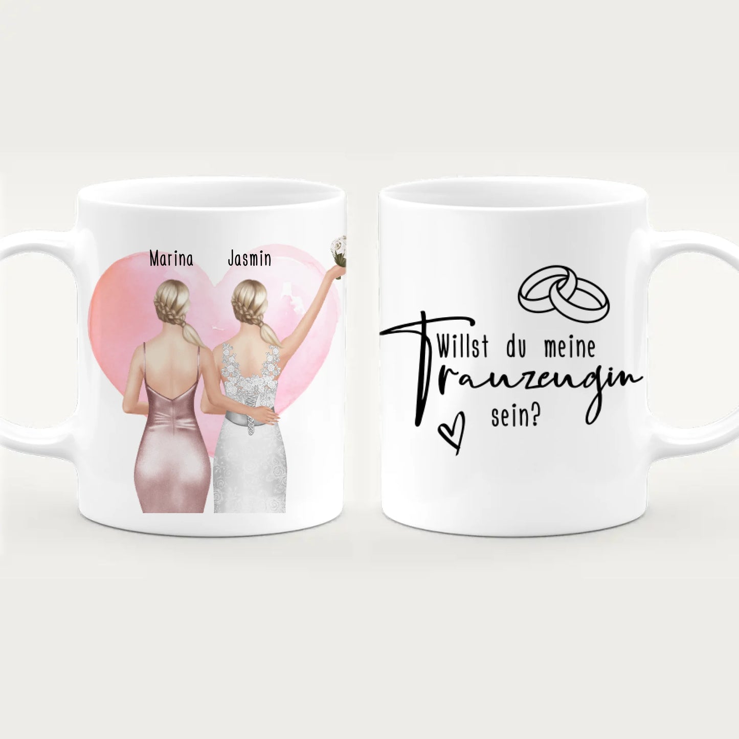 Personalisierte Tasse mit Trauzeugin und Braut - Hochzeitsgeschenk - Trauzeugin Geschenk