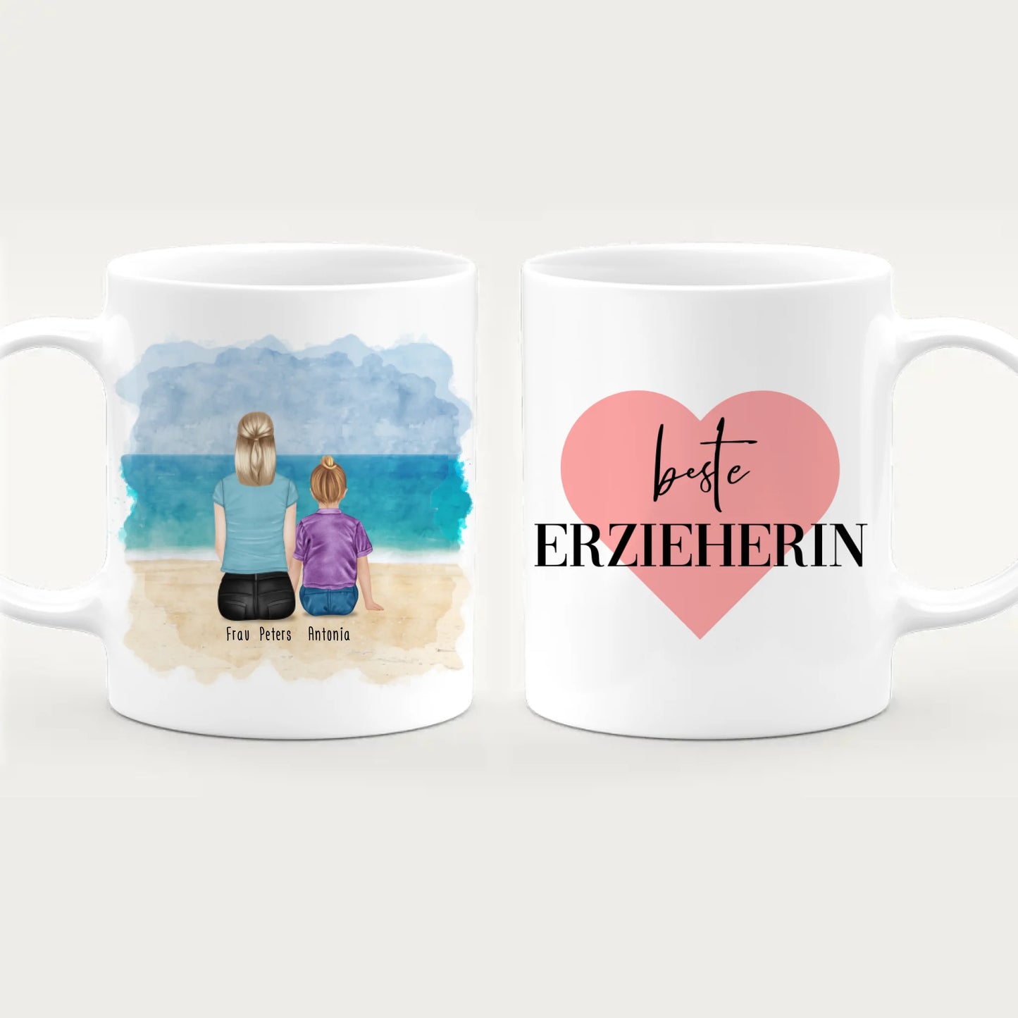 Personalisierte Tasse - Beste Erzieherin (1 Frauen + 1 Kind)