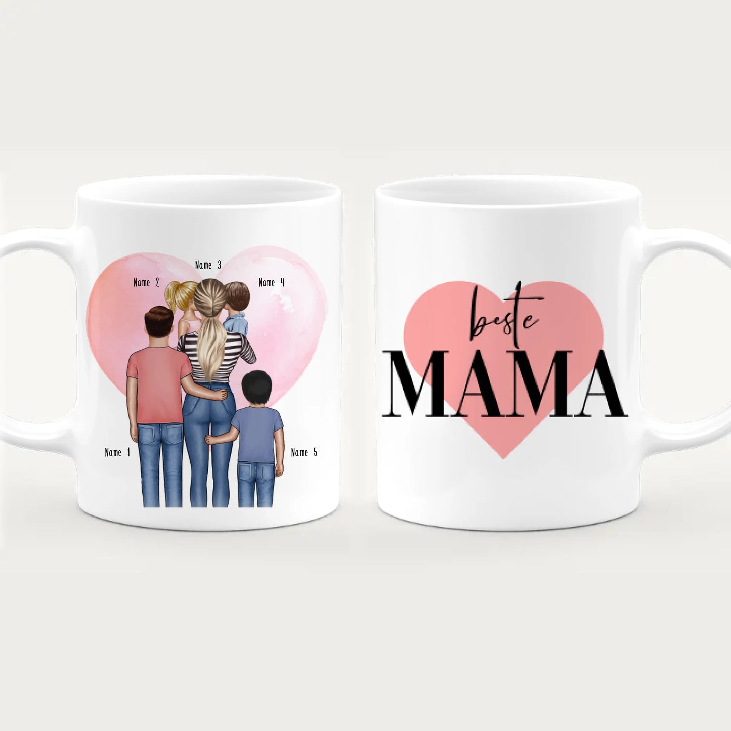 Personalisierte Tasse - Mama mit 1-4 Kindern