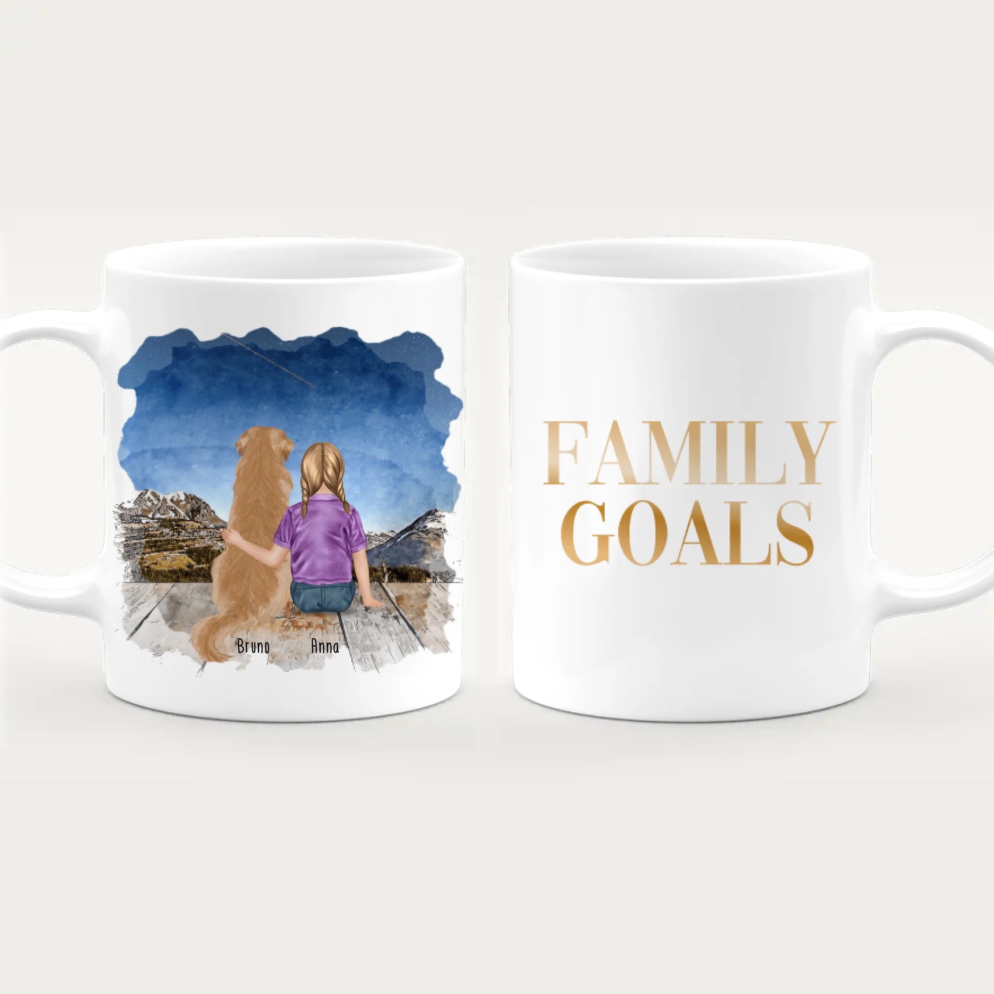 Personalisierte Tasse - 1 Kind und 1 Hund