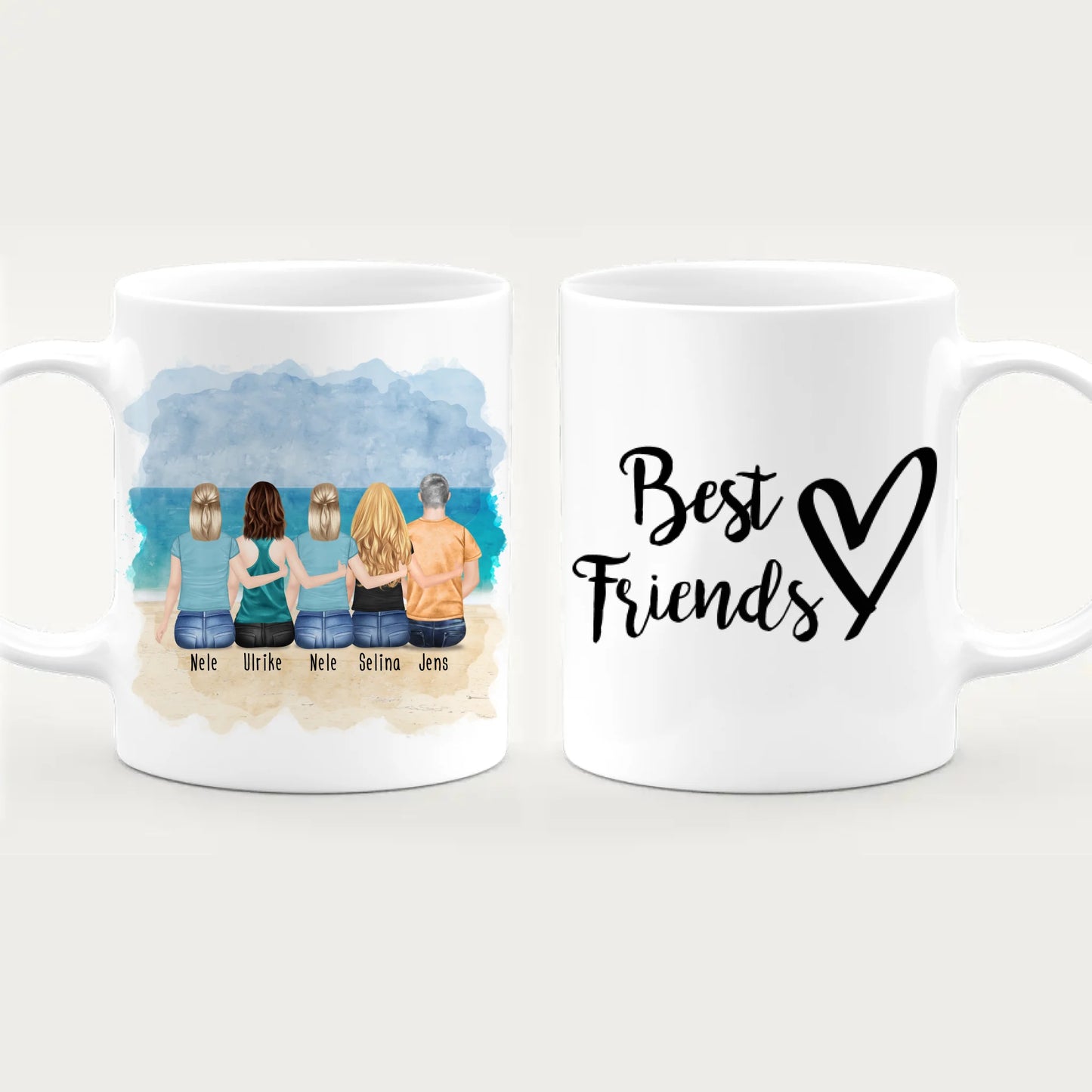 Personalisierte Tasse - Beste Freunde (4 Frauen + 1 Mann)