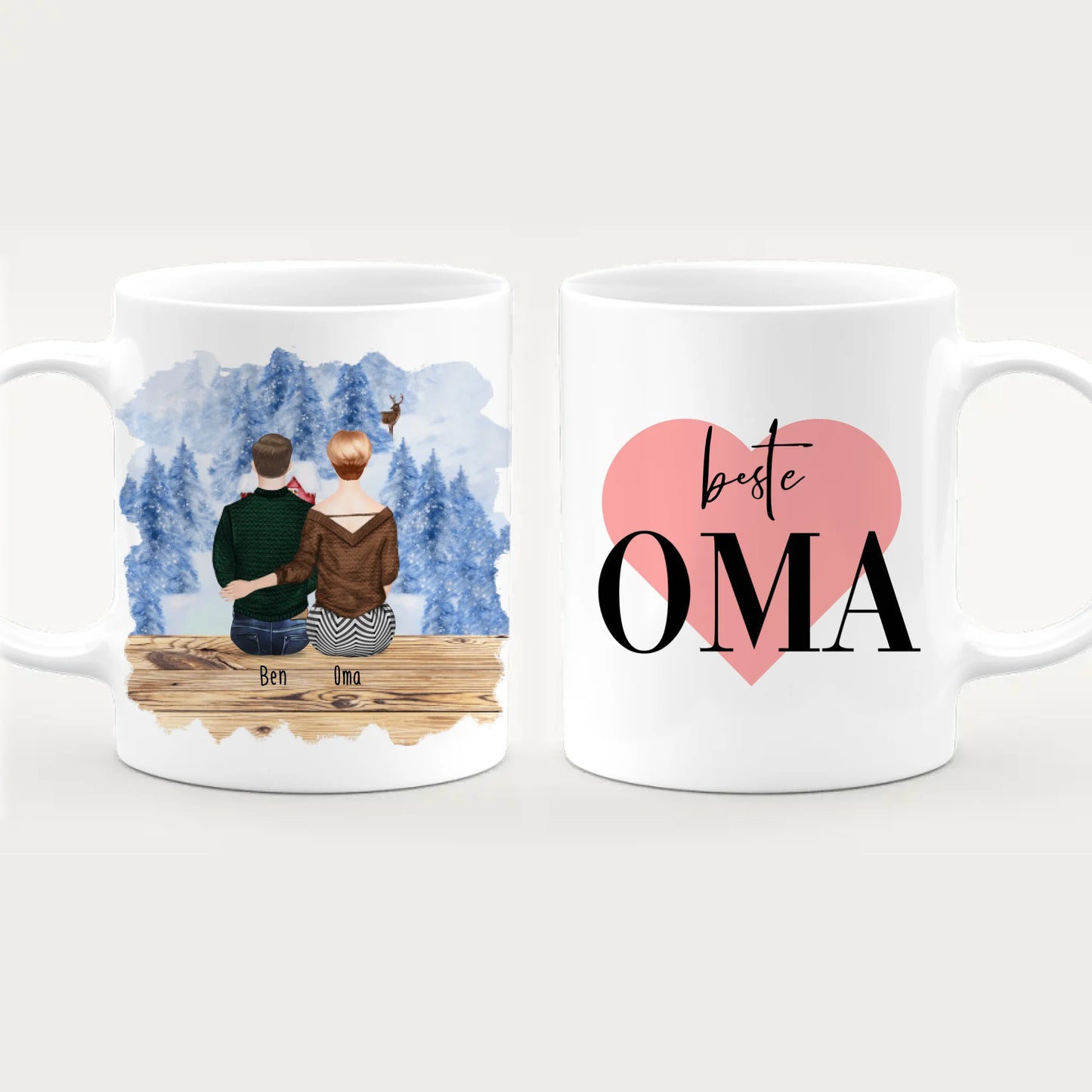 Personalisierte Tasse für Oma (1 Mann + 1 Oma) - Weihnachtstasse