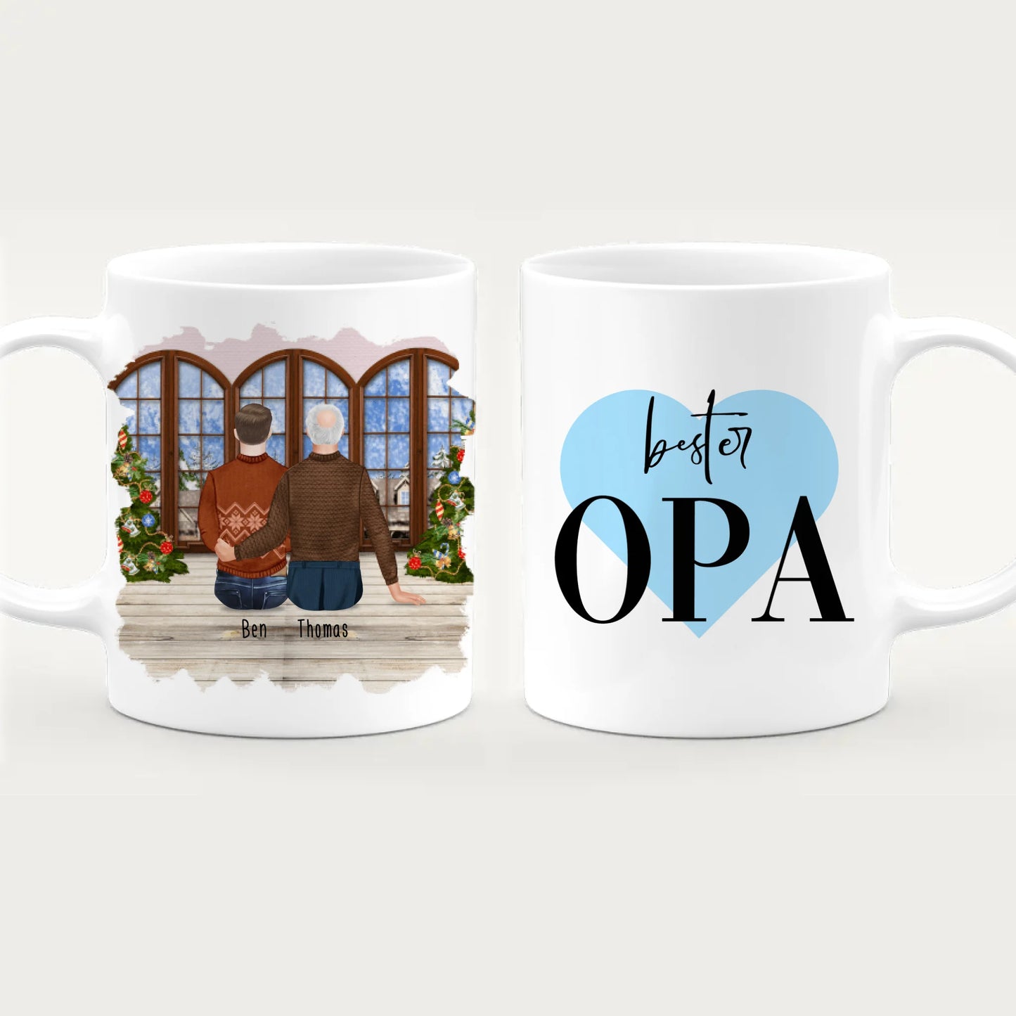 Personalisierte Tasse für Opa (1 Mann + 1 Opa) - Weihnachtstasse