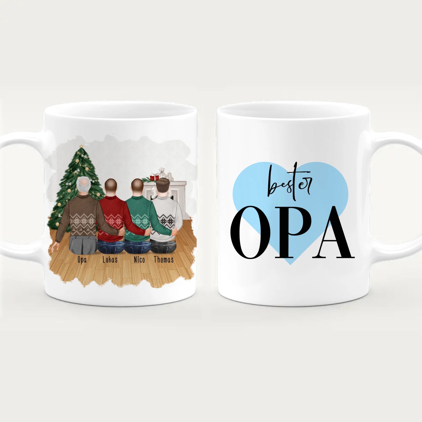 Personalisierte Tasse für Opa (3 Männer + 1 Opa) - Weihnachtstasse