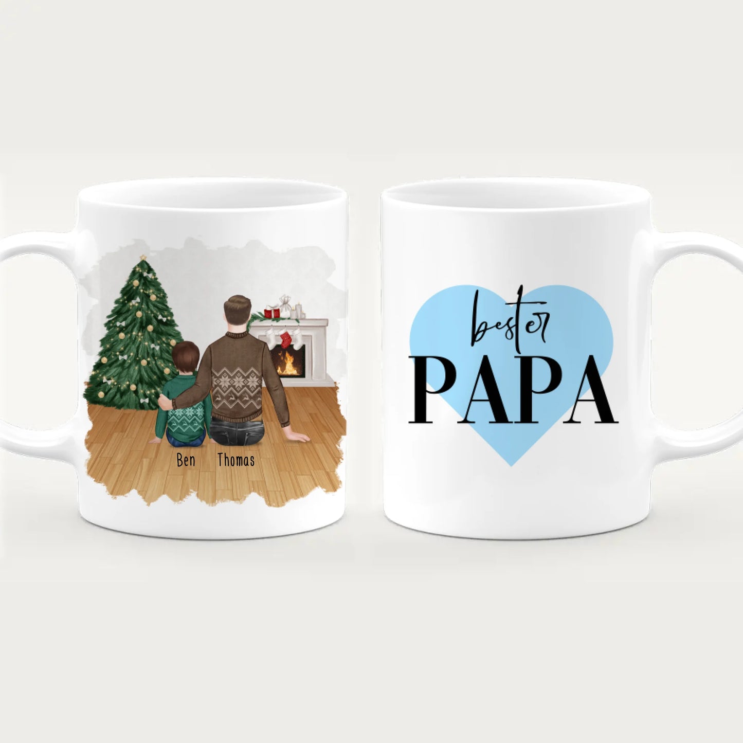 Personalisierte Tasse mit Vater/Kind (1 Kind/Baby) - Weihnachtstasse