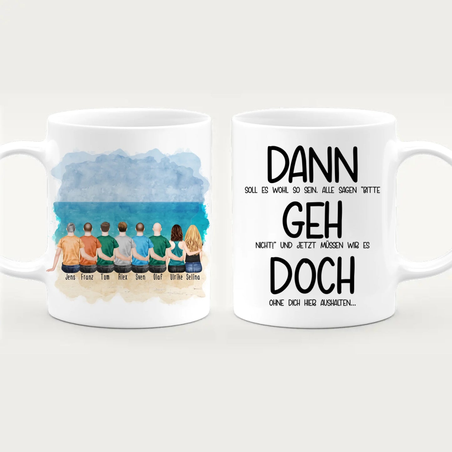 Personalisierte Tasse Kollegen (2 Frauen + 6 Männer) - Abschiedsgeschenk