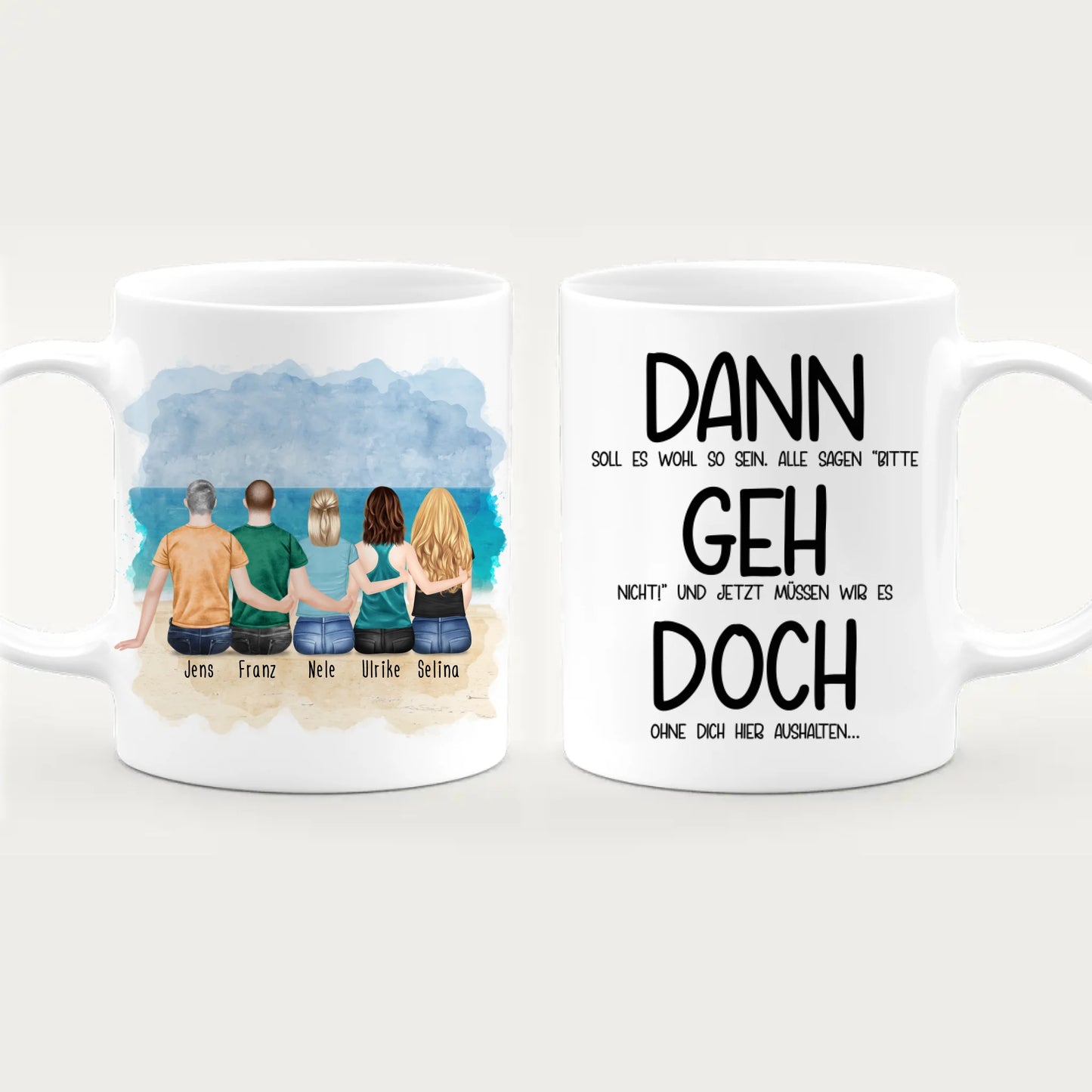 Personalisierte Tasse Kollegen (3 Frauen + 2 Männer) - Abschiedsgeschenk