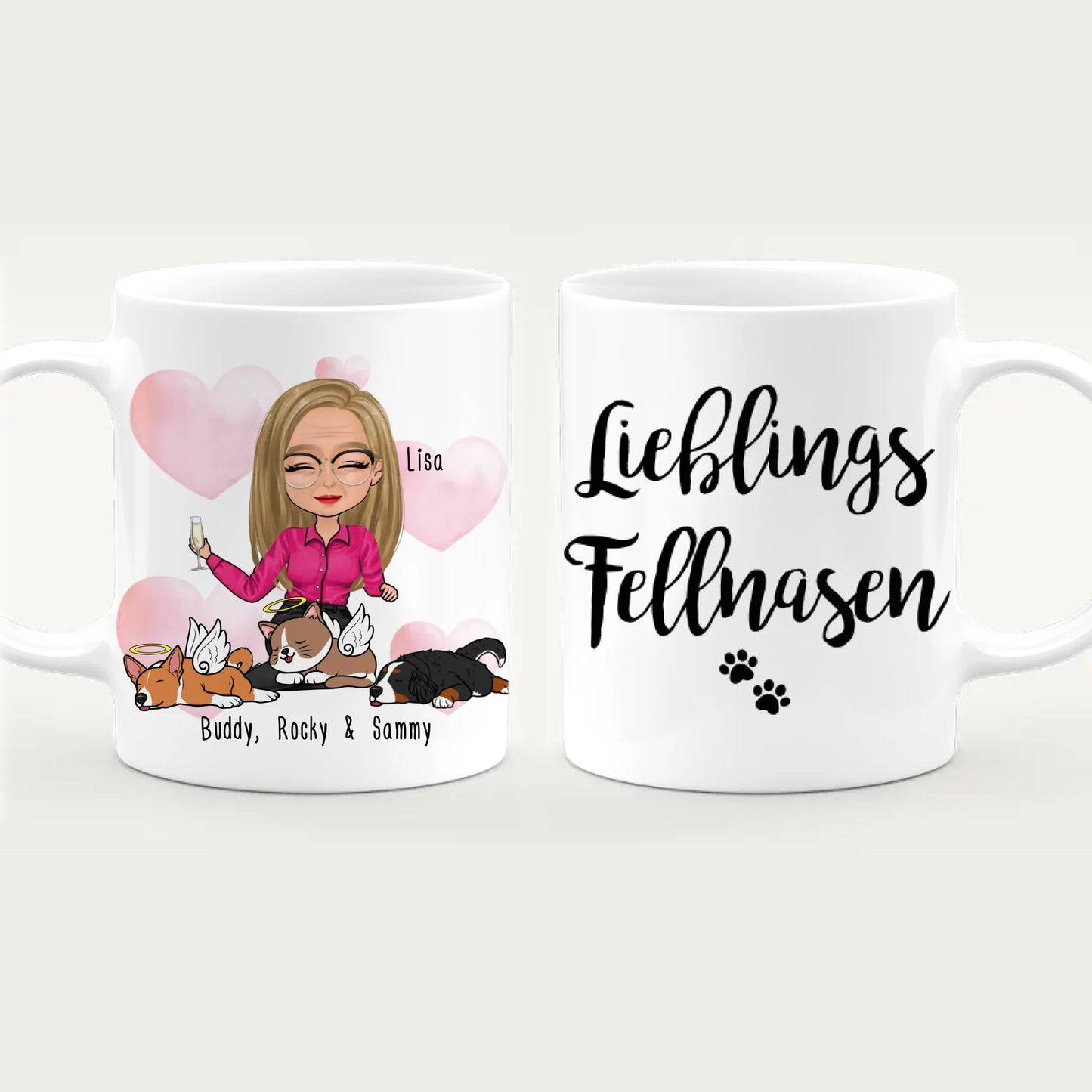 Personalisierte Tasse Hundemama/Katzenmama/Tiermama (1-8 Hunde/Katzen)