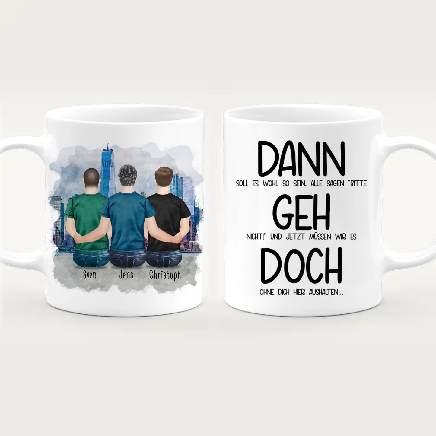 Personalisierte Tasse Kollegen (3 Männer) - Abschiedsgeschenk