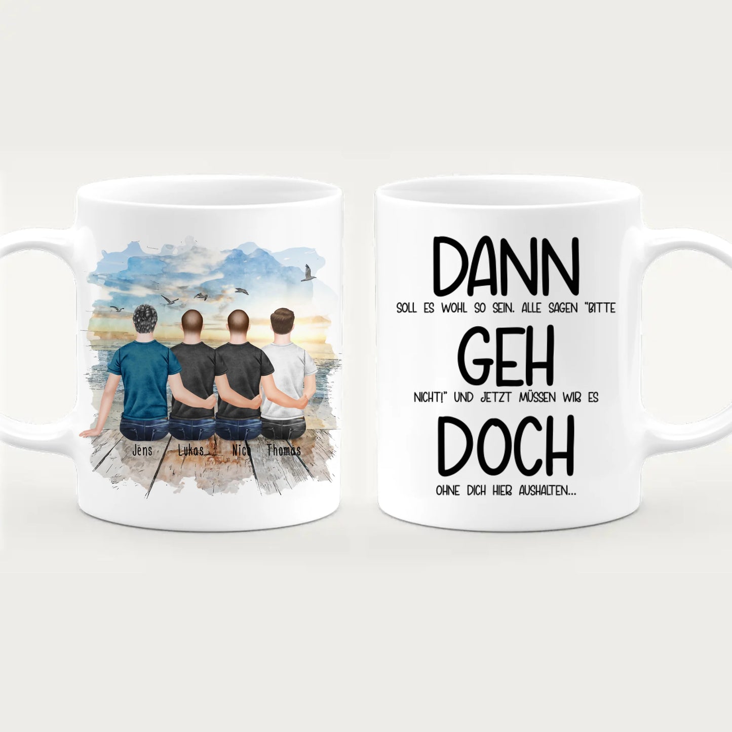 Personalisierte Tasse Kollegen (4 Männer) - Abschiedsgeschenk